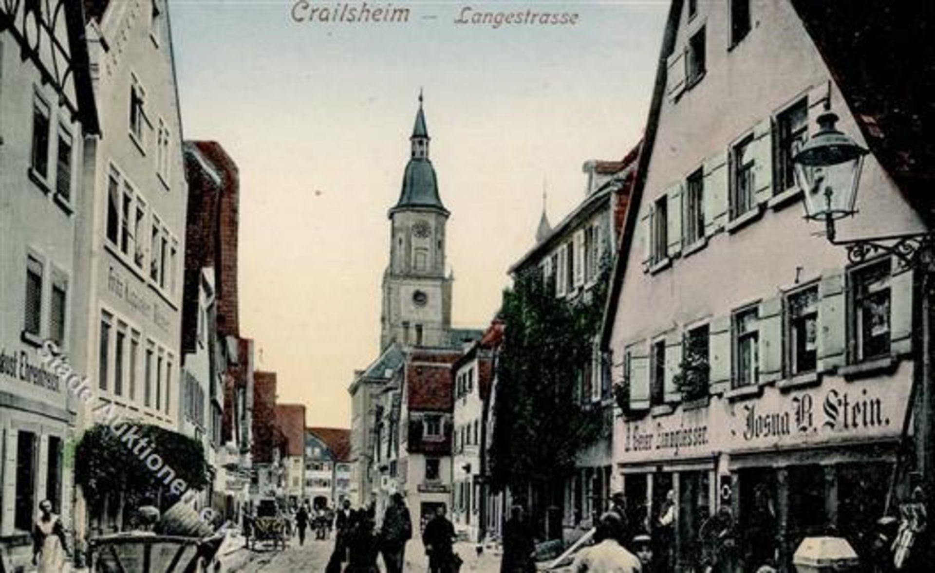 Crailsheim (7180) Langestraße Kirche Handlung Stein Handlung Zinngiesser I-II (Ecken abgestoßen)