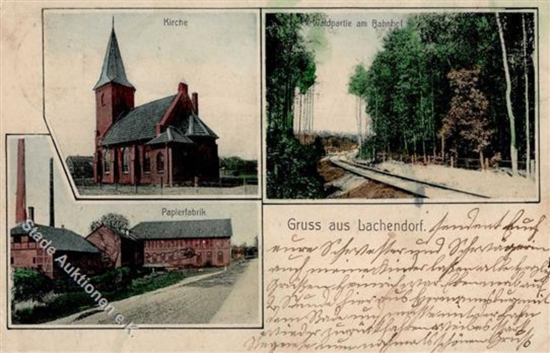 Lachendorf (3101) Papierfabrik 1908 II (Stauchungen, Marke teilweise entfernt)Dieses Los wird in