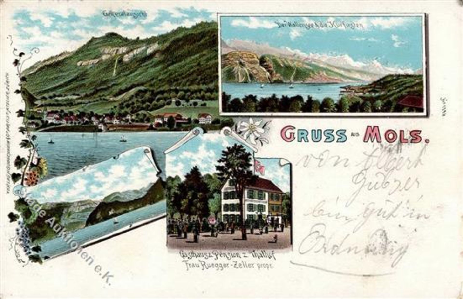 Mols (8885) Schweiz Gasthaus zum Thalhof Lithographie 1904 I-IIDieses Los wird in einer online-