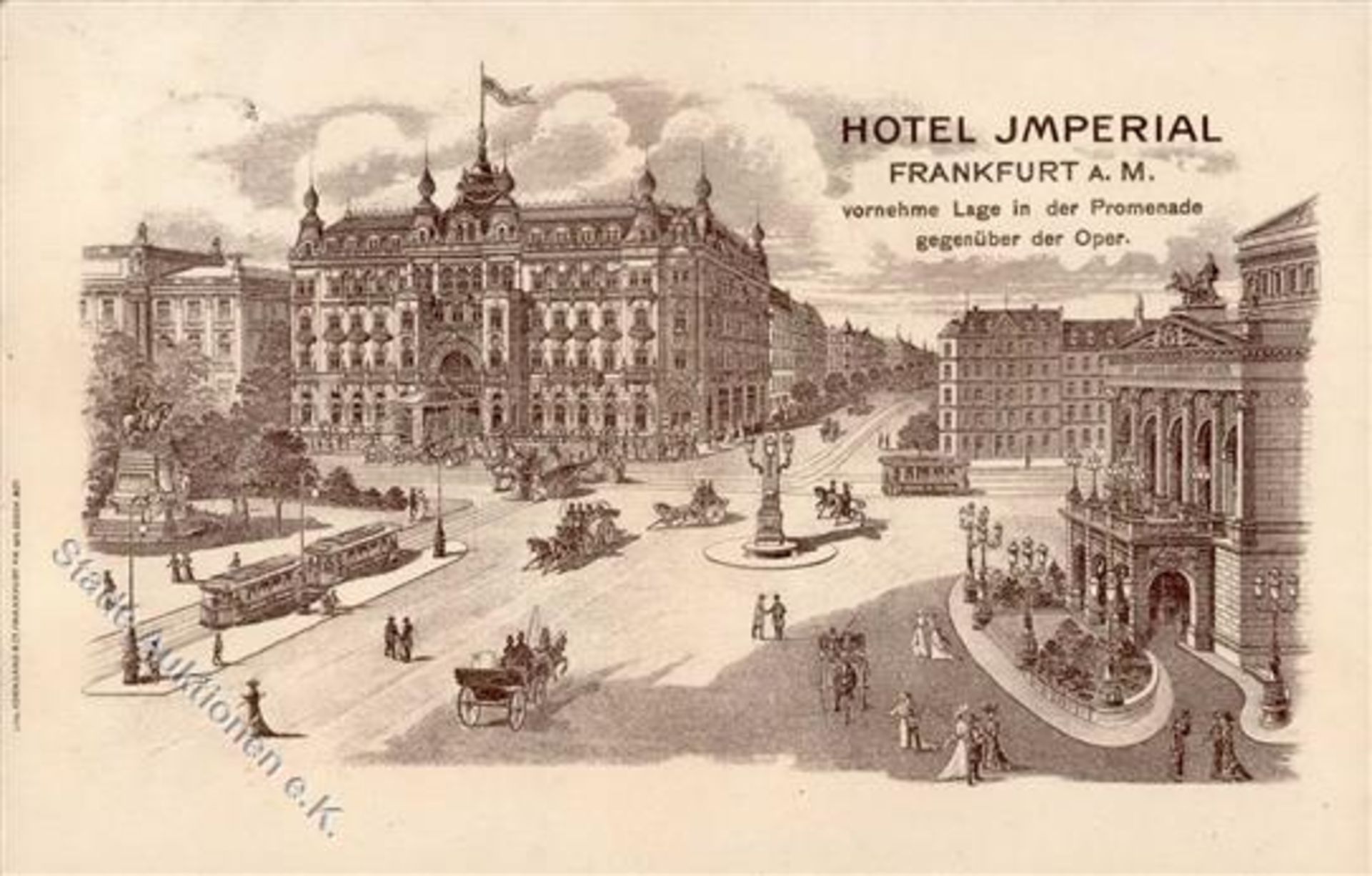 Frankfurt (6000) Hotel Imperial Straßenbahn Oper Denkmal I-IIDieses Los wird in einer online-Auktion