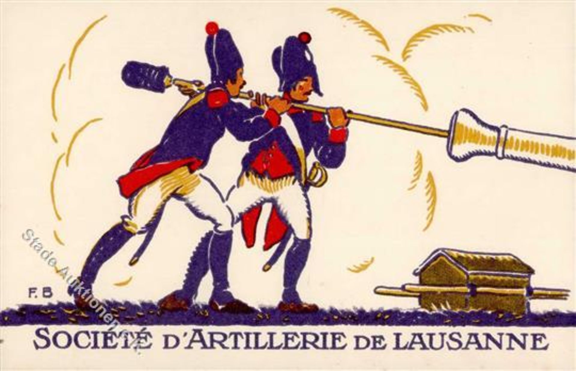 Lausanne (1000) Schweiz Societe d'Artillerie sign. F.B. IDieses Los wird in einer online-Auktion