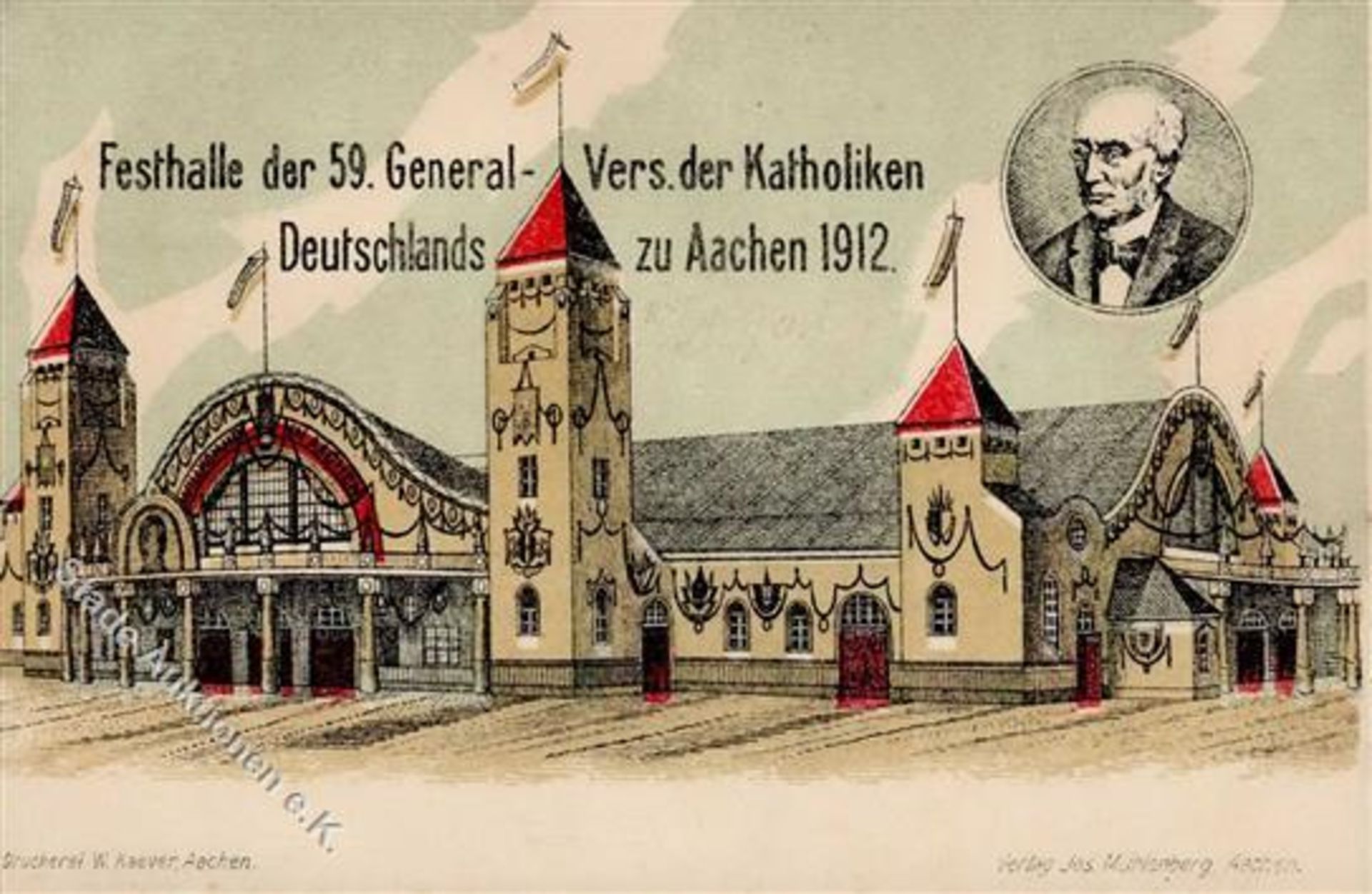 Aachen (5100) Festhlle der 59. General-Vers. der Katholiken Deutschlands 1912 I-Dieses Los wird in