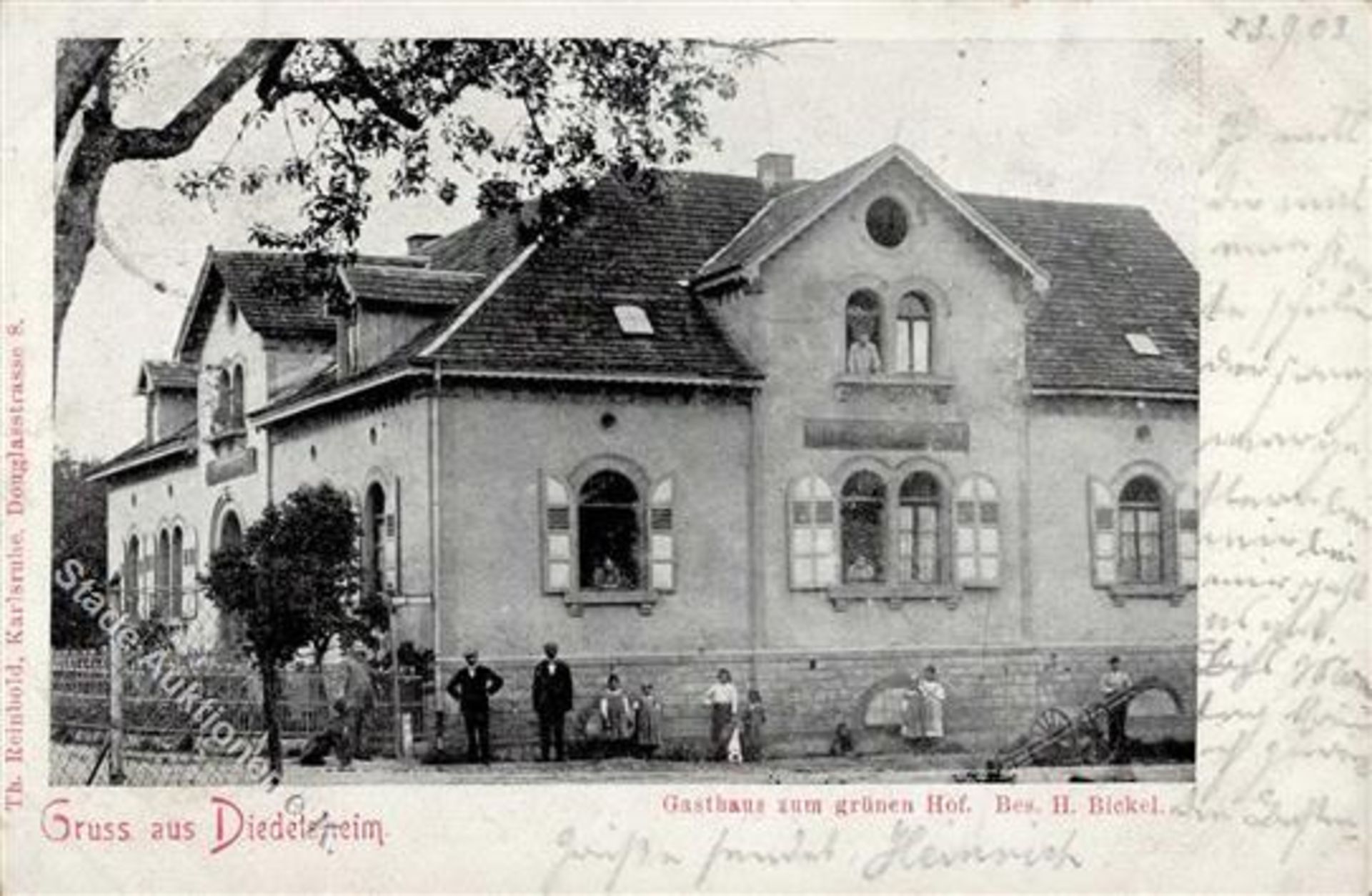 Diedelsheim (7518) Gasthaus zum grünen Hof 1903 I-Dieses Los wird in einer online-Auktion ohne