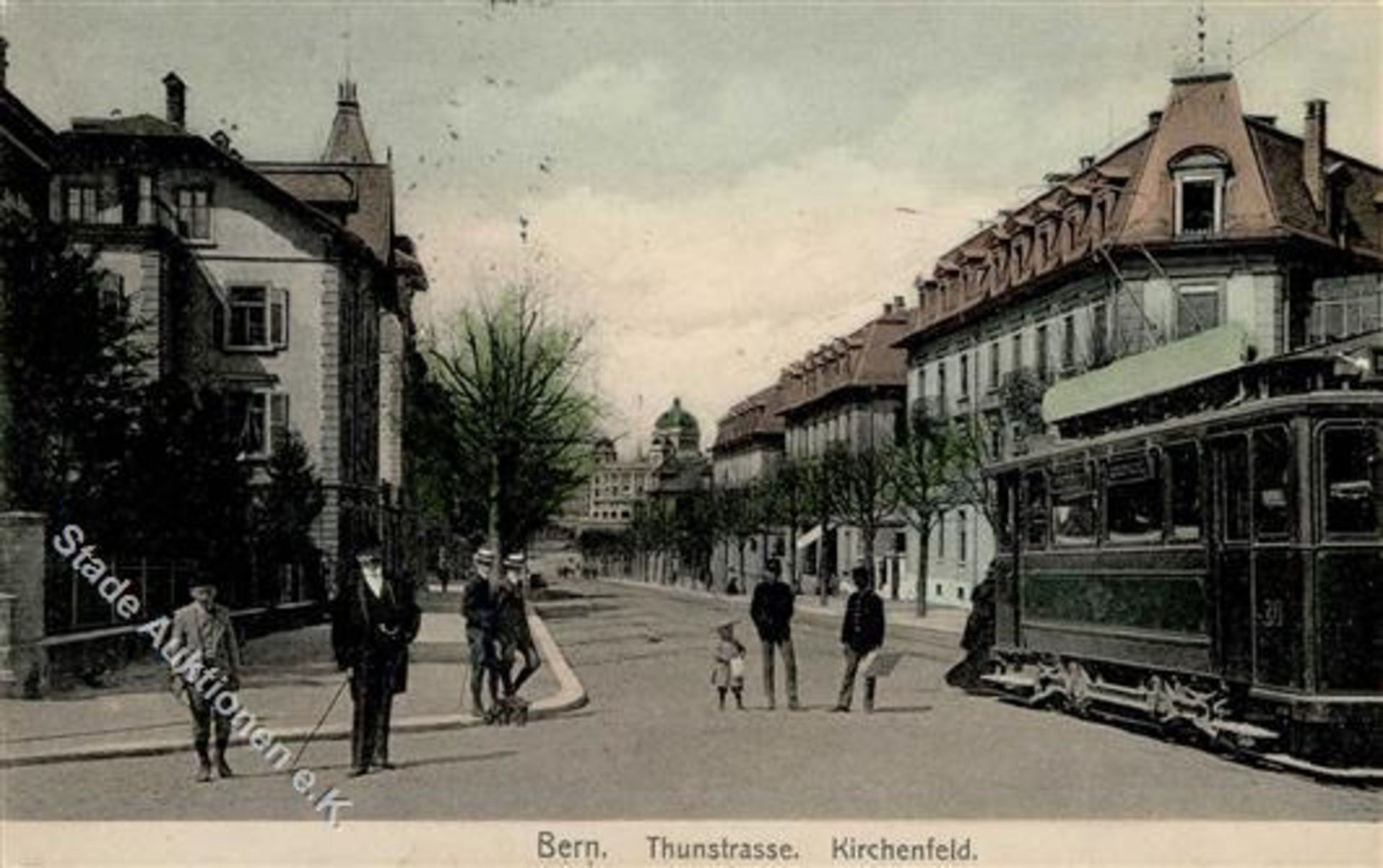 Bern (3000) Schweiz Thunstraße Kirchenfeld Straßenbahn 1916 I-II (Marke entfernt, Ecken abgestoßen)