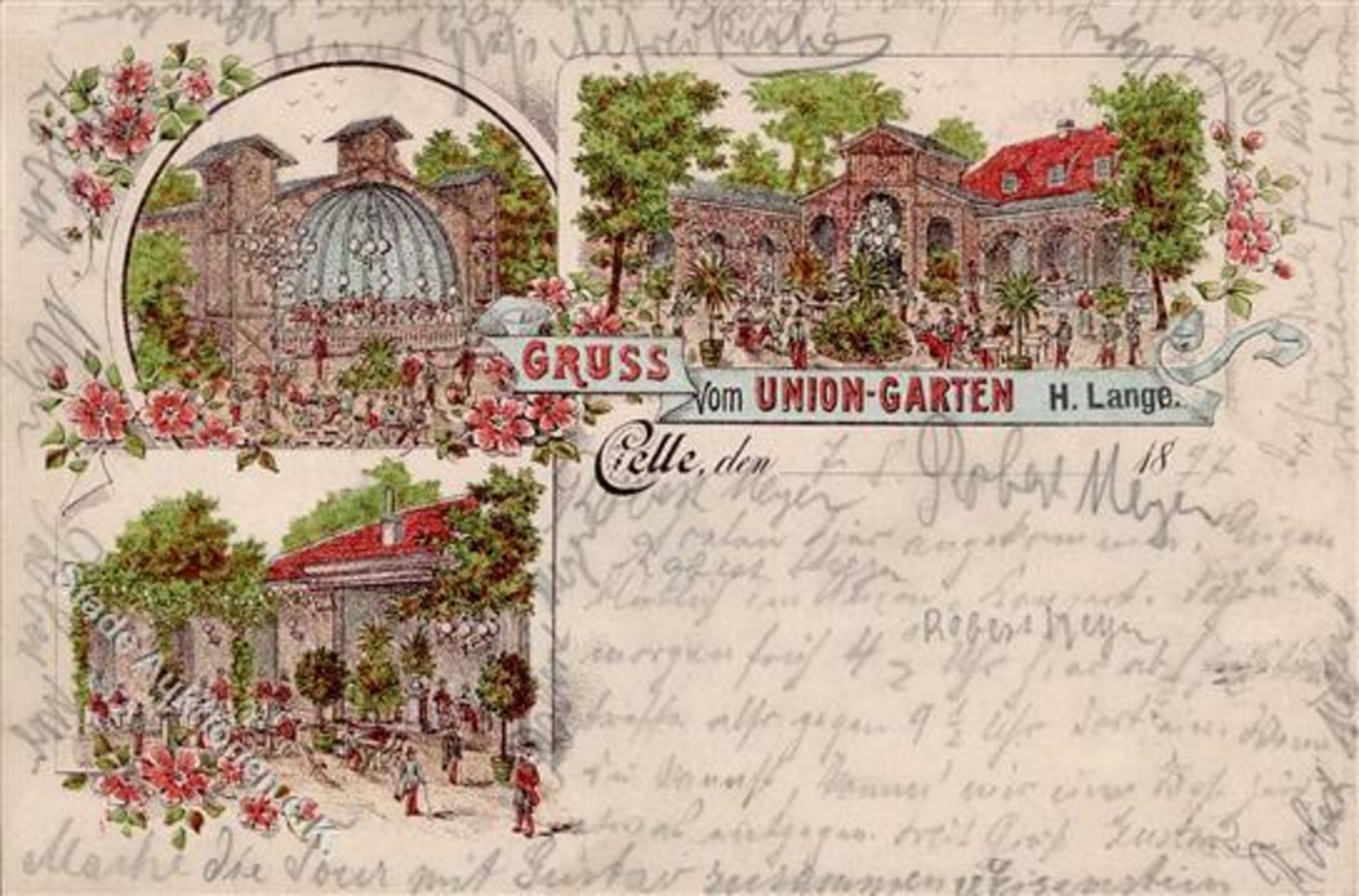 Celle (3100) Gasthaus zum Union-Garten Lithographie 1897 I-Dieses Los wird in einer online-Auktion