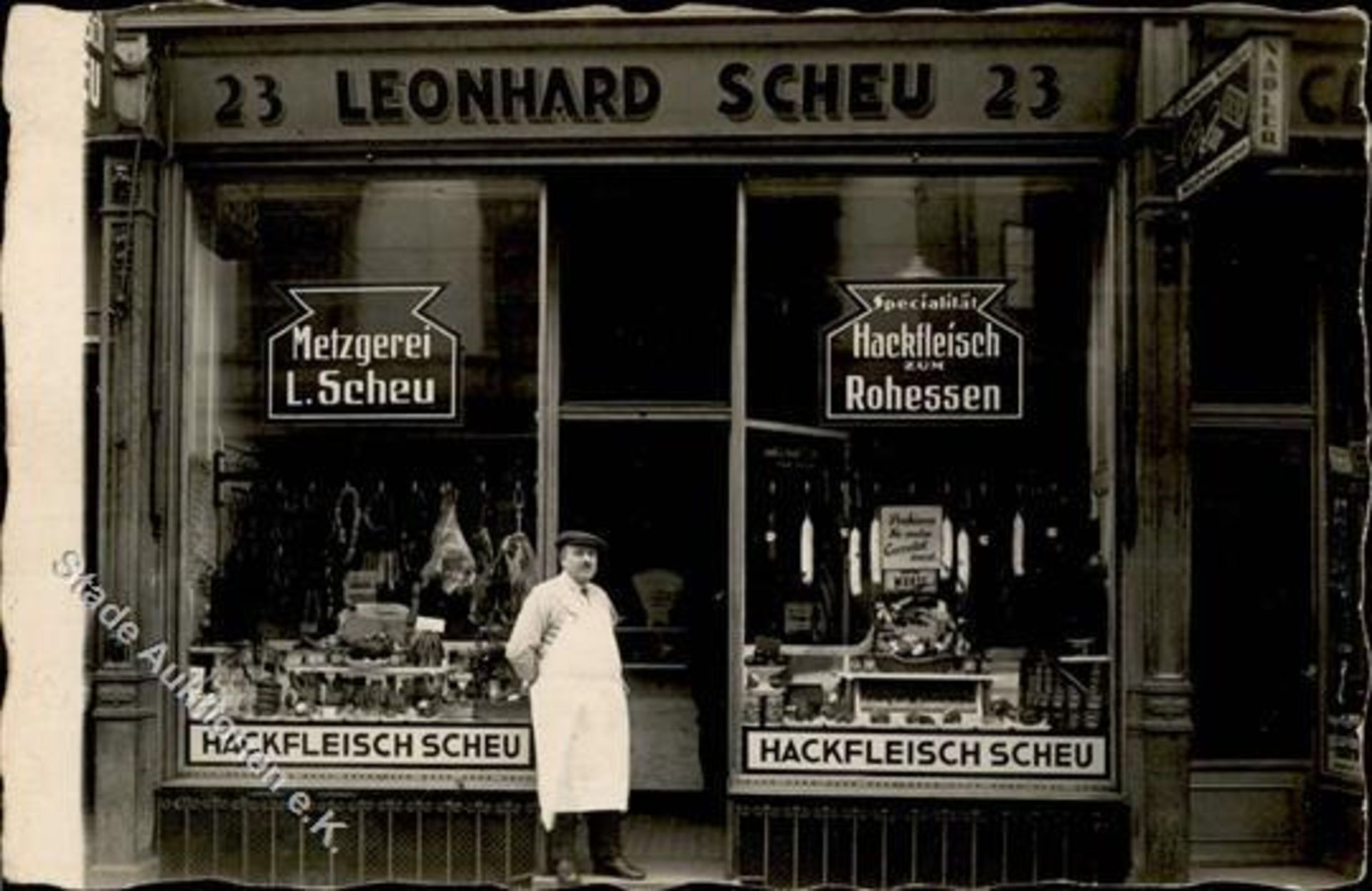 FRANKFURT (6000) - Foto-Ak: Metzgerei Leonhard SCHEU - Stiftstr. 23 IDieses Los wird in einer