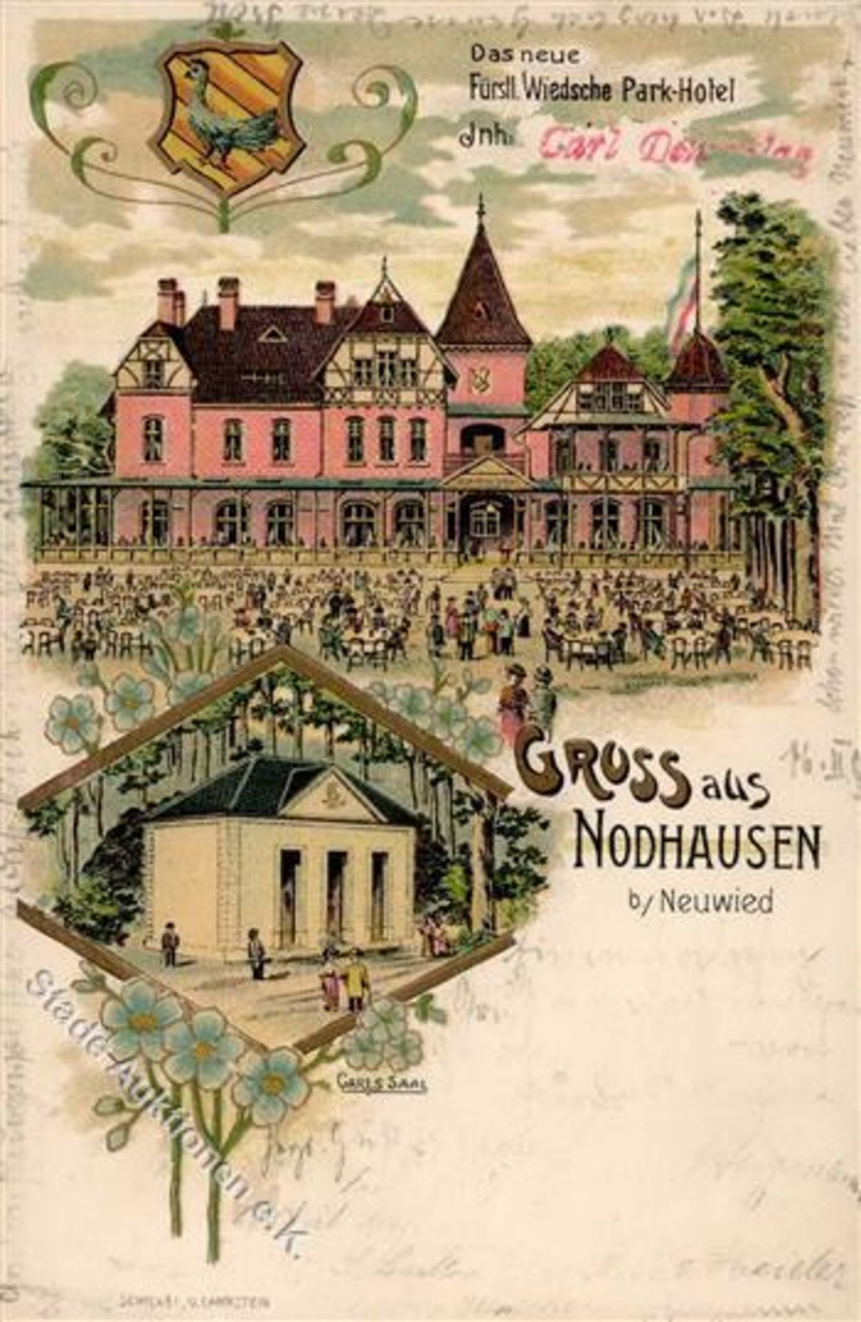 Neuwied (5450) Park-Hotel Nodhausen Lithographie 1903 IDieses Los wird in einer online-Auktion