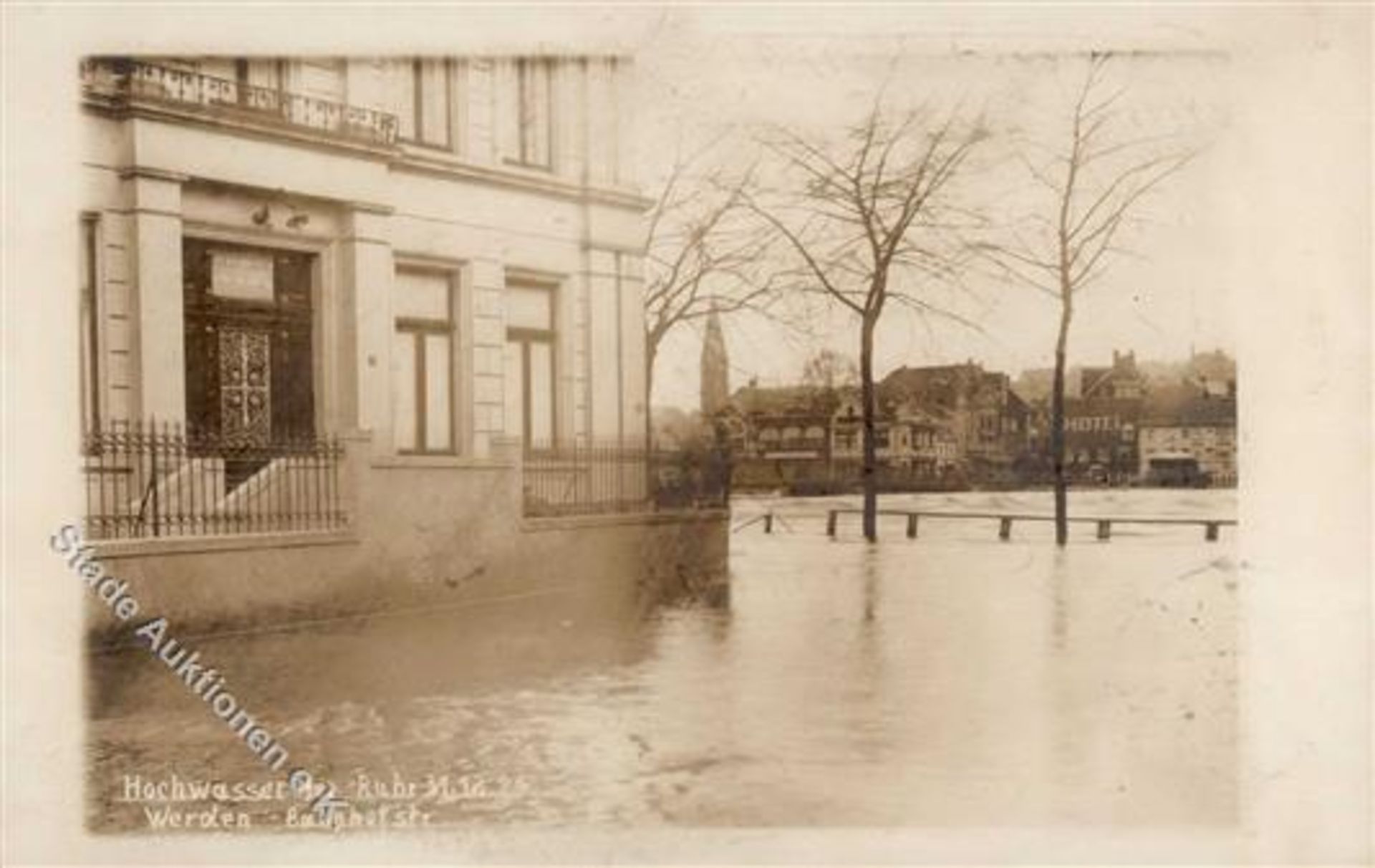 Werden (4300) Hochwasser der Ruhr 31.12.1925 Bahnhofstrasse I-IIDieses Los wird in einer online-