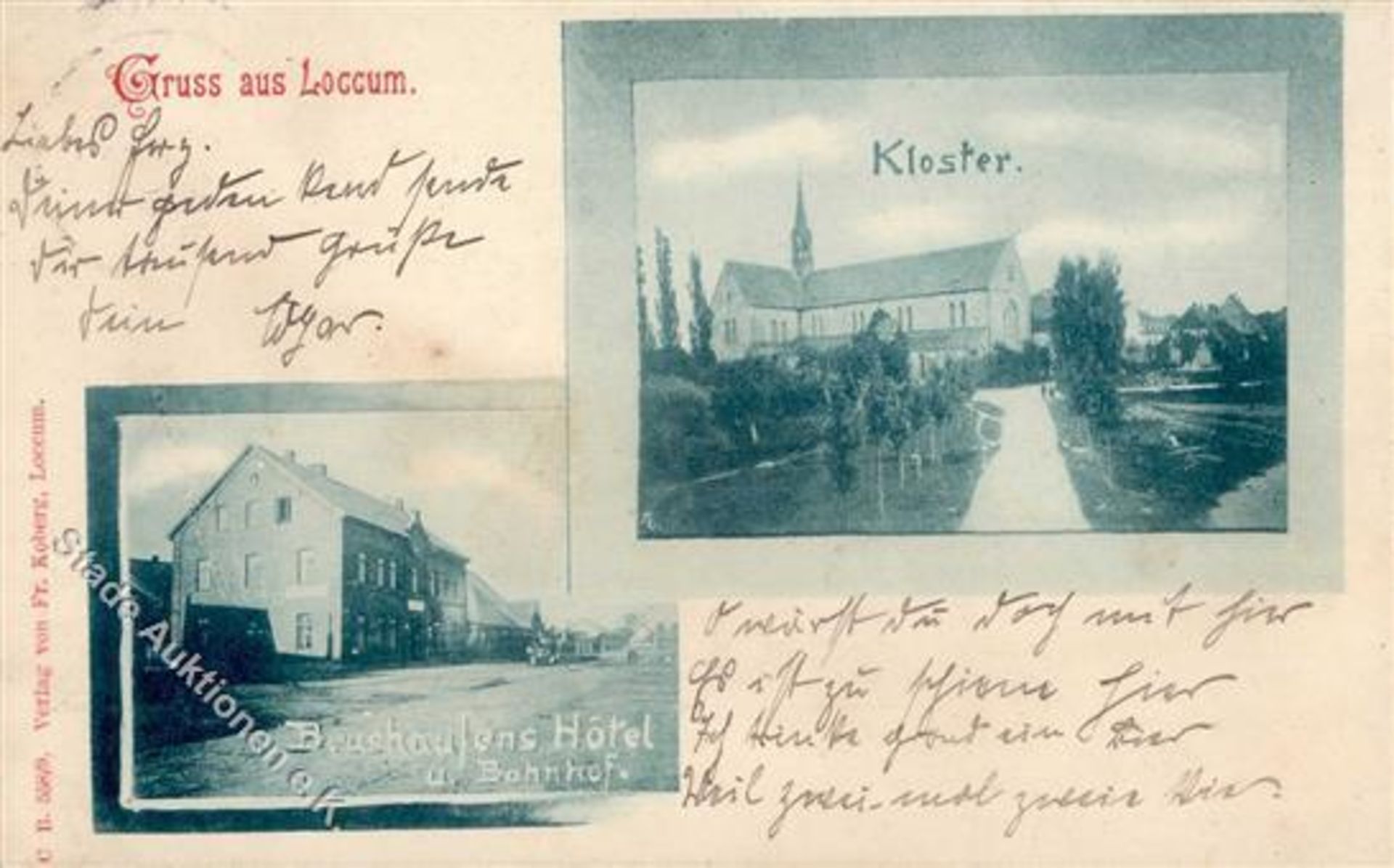 Loccum (3076) Bahnhof Hotel Beushaufen Kloster 1904 II- (beschnitten)Dieses Los wird in einer