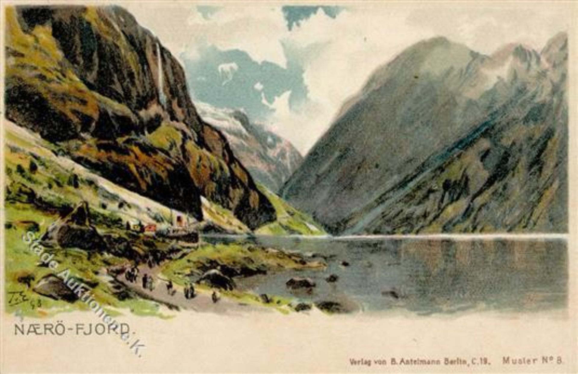 NAERO-FJORD (Norwegen) - Künstlerkarte sign. 1898 IDieses Los wird in einer online-Auktion ohne
