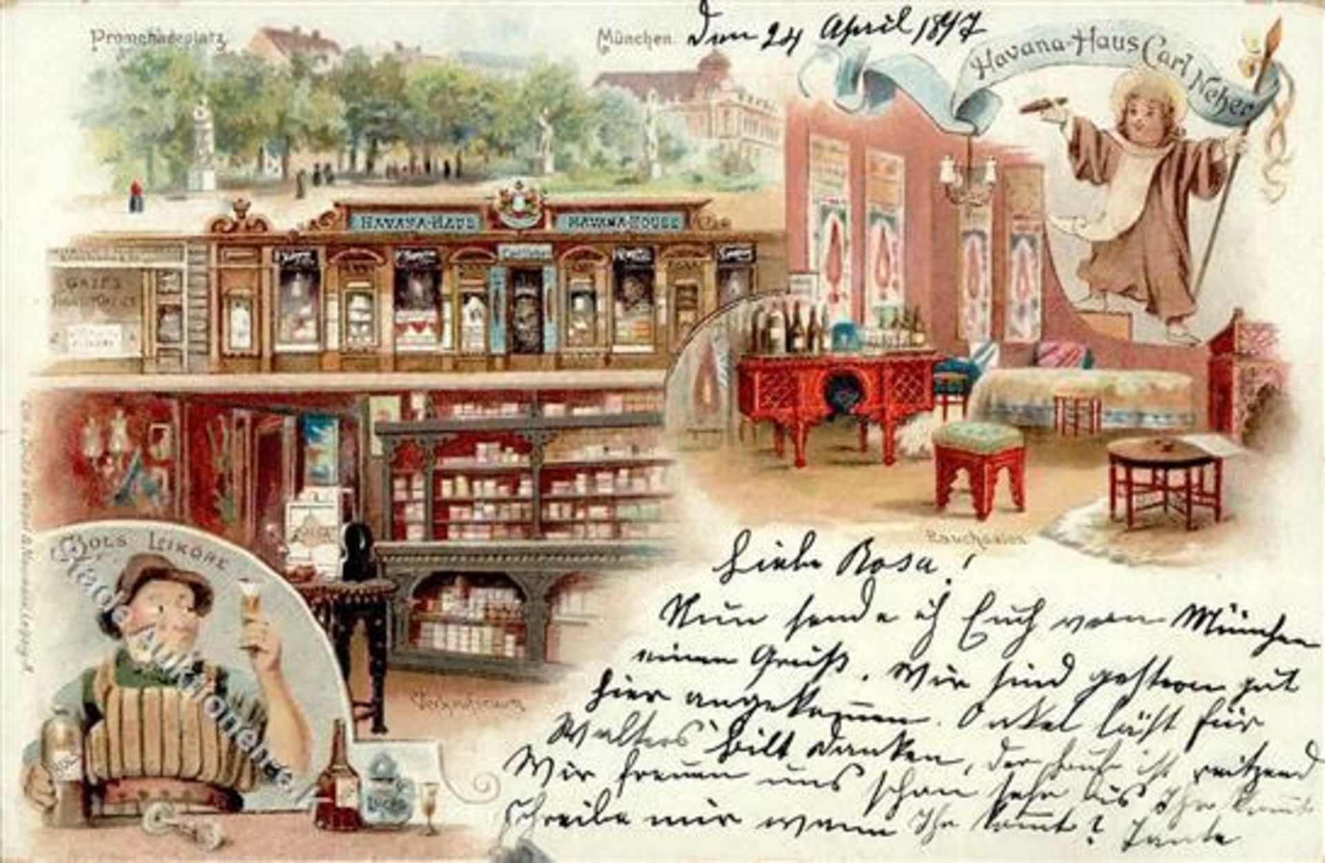 München (8000) Handlung Havana-Haus Lithographie 1897 I-IIDieses Los wird in einer online-Auktion