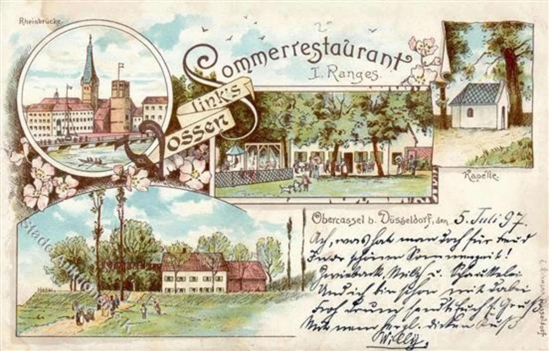 Oberkassel (4000) Gasthaus Vossen links Lithographie 1897 I-IIDieses Los wird in einer online-