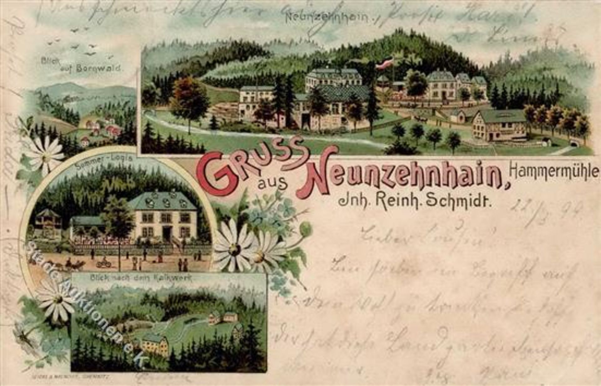 Neunzehnhain (O9341) Gasthaus Hammermühle Reinhard Schmidt 1898 II- (Bug)Dieses Los wird in einer