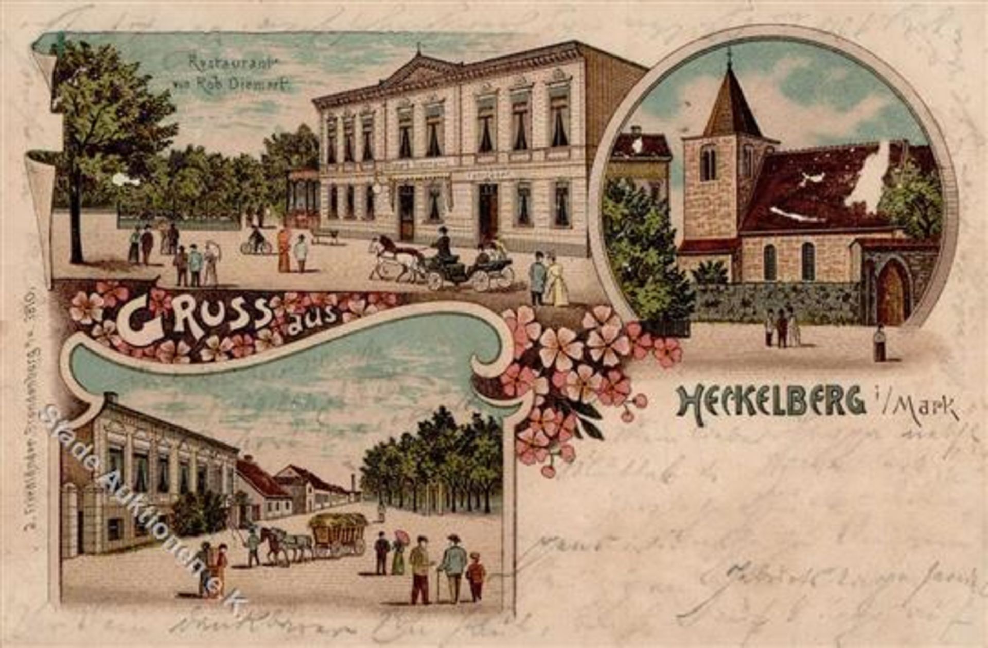 Heckelberg (O1311) Gasthaus Diemert Lithographie 1907 II (Abschürfungen VS)Dieses Los wird in