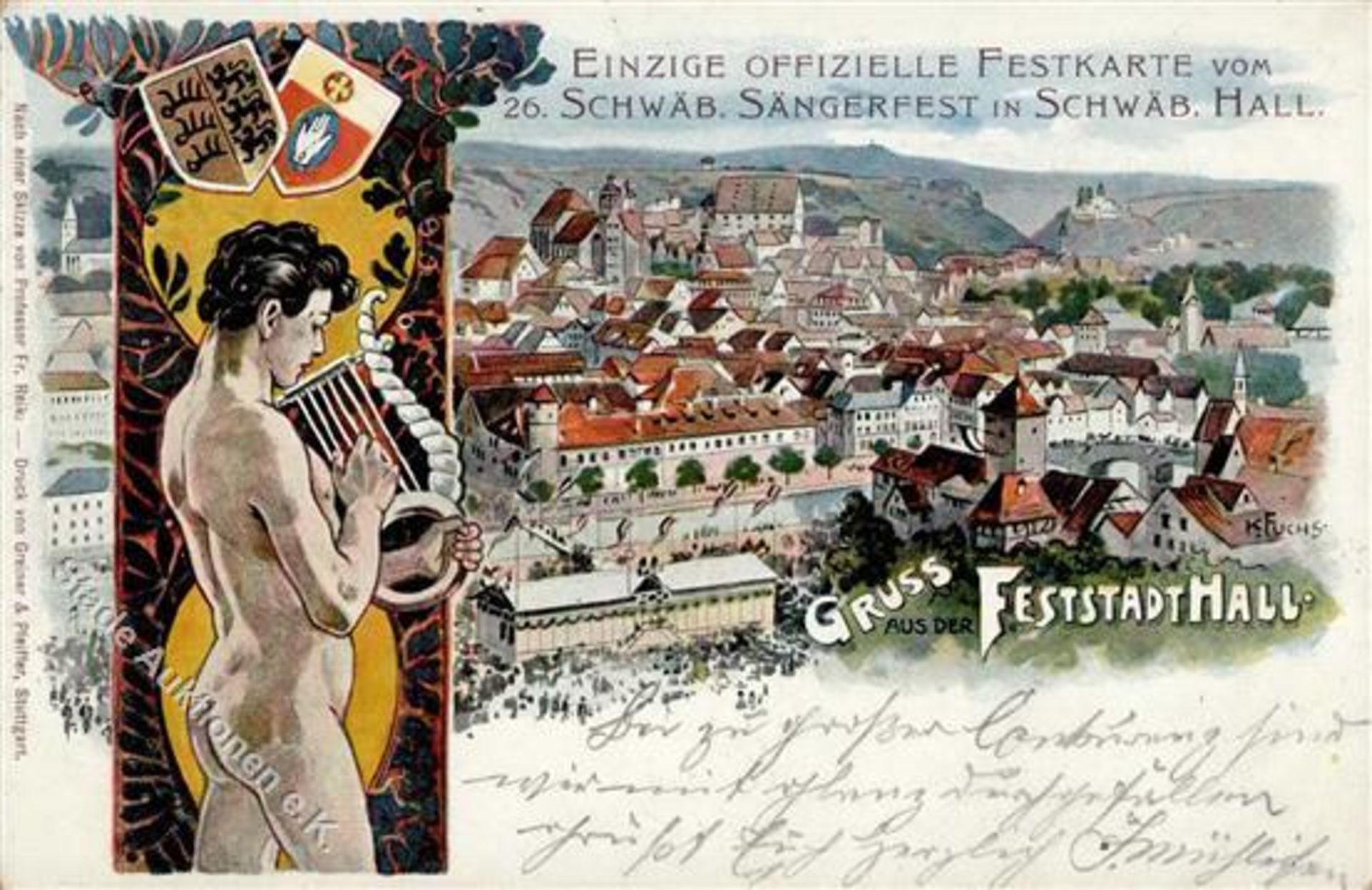 Schwäbisch Hall (7170) 26. Schwäbisches Sängerfest 30. Juni bis 1. Juli 1901 sign. Fuchs
