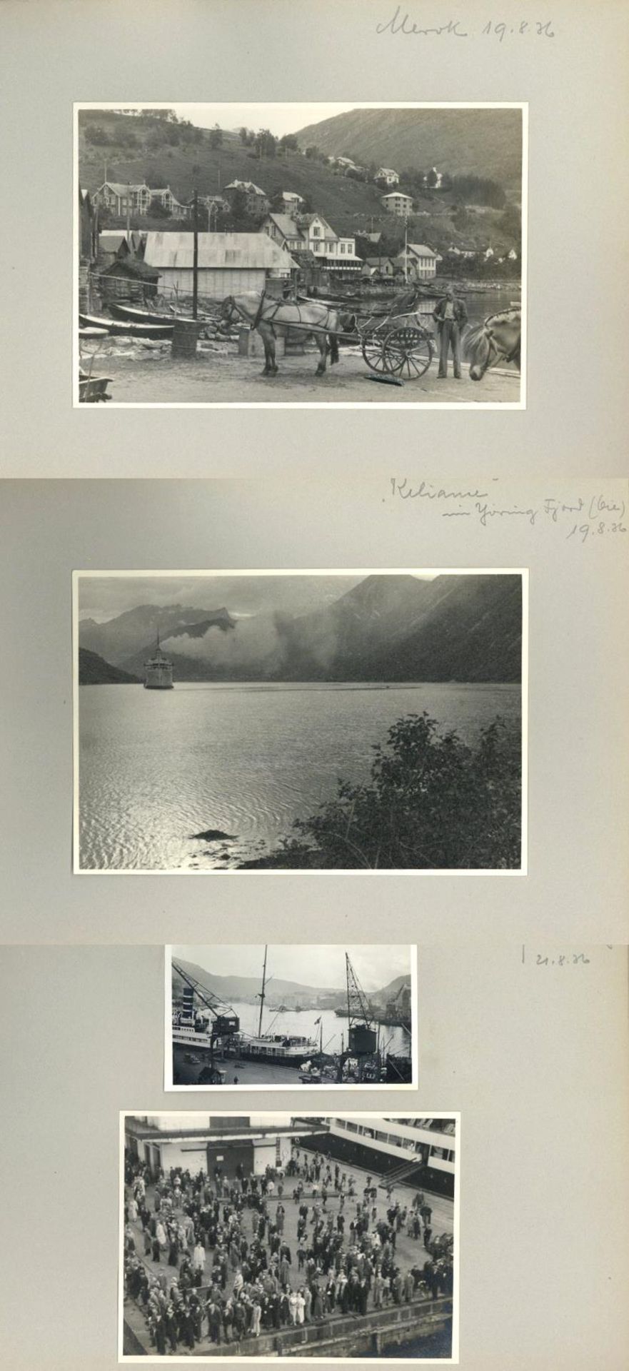 Norwegen Album Nordlandfahrt 1936 mit circa 120 Fotos div. Formate I-IIDieses Los wird in einer