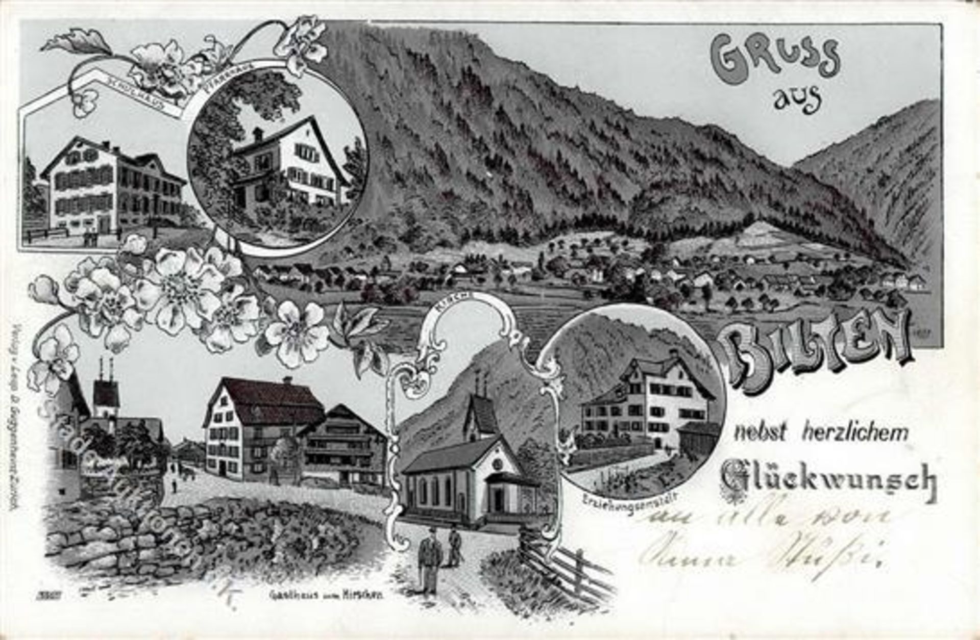 Bilten (8865) Schweiz Gasthaus zum Hirschen Lithographie 1904 I-Dieses Los wird in einer online-