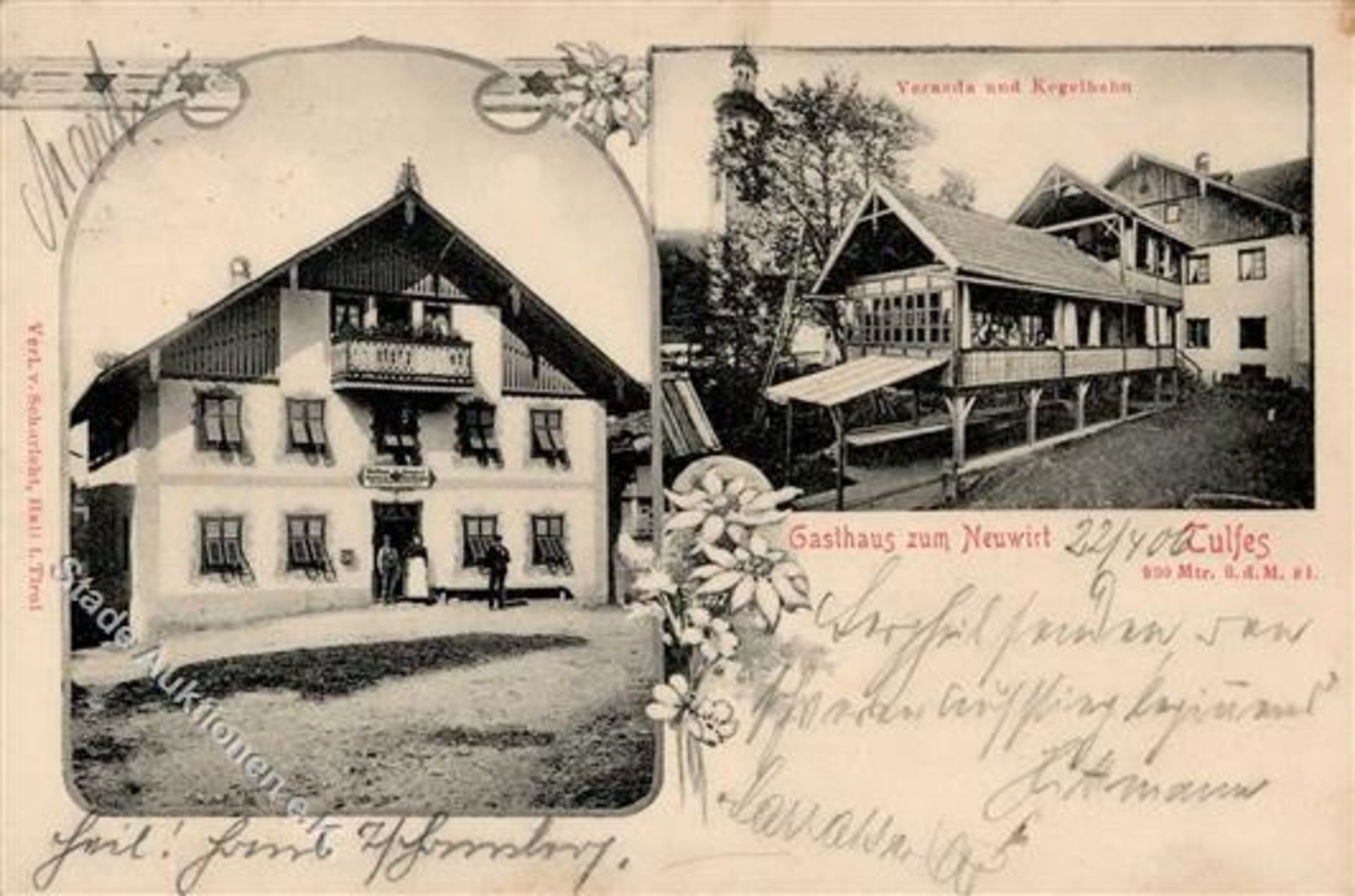 Tulfes (6075) Österreich Gasthaus zum Neuwirt 1906 I-IIDieses Los wird in einer online-Auktion