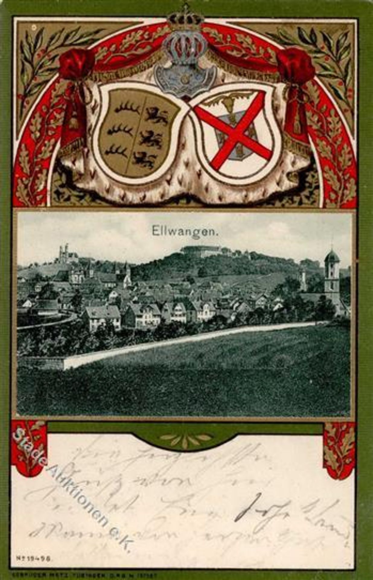 Ellwangen (7090) Ortsansicht Kirche Prägedruck 1903 I-IIDieses Los wird in einer online-Auktion ohne