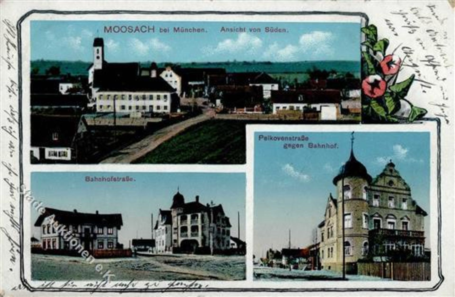 München (8000) Moosbach Bahnhof Pelkovenstraße Kirche 1917 II (Stauchung)Dieses Los wird in einer