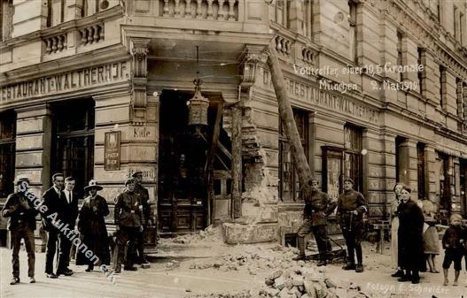München (8000) Gasthaus Walterhof zerstört durch eine Granate am 2. Mai 1919 1919 I-Dieses Los