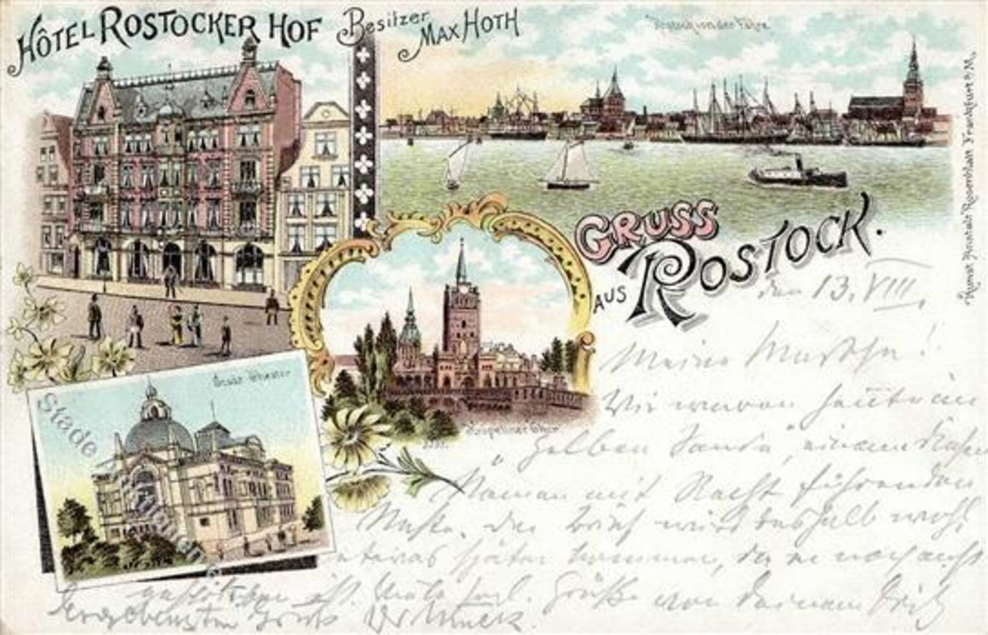 Rostock (O2500) Hotel Rostocker Hof Inh. Hoth Stadt-Theater 1899 II (abgestossen, Bug)Dieses Los