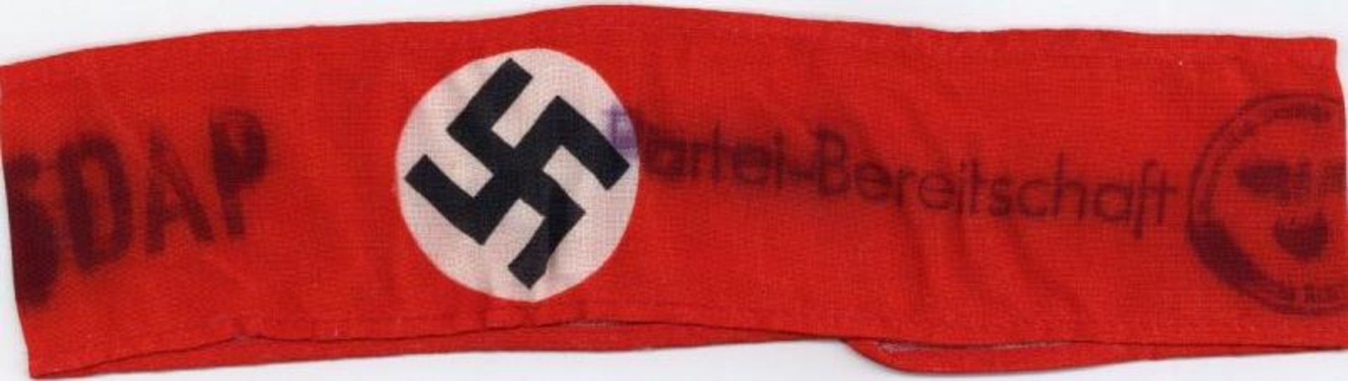 Militaer,WK II,sonstigeWK II Armbinde NSDAP Partei-Bereitschaft Stempel I-IIDieses Los wird in einer