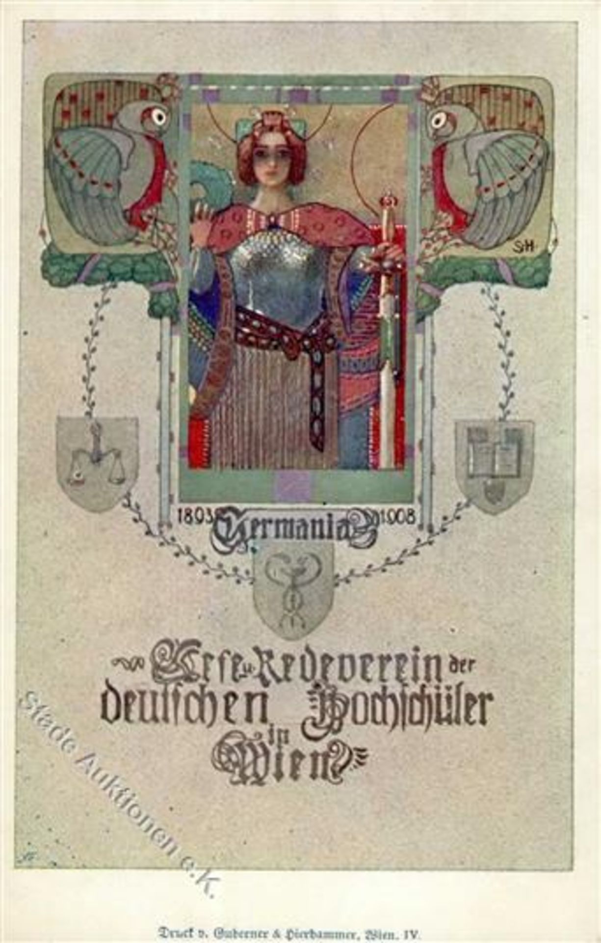 Wissenschaft,Studentica,allgemeinStudentika WIEN - 15 Jahre Germania 1908 - sign. Künstlerkarte