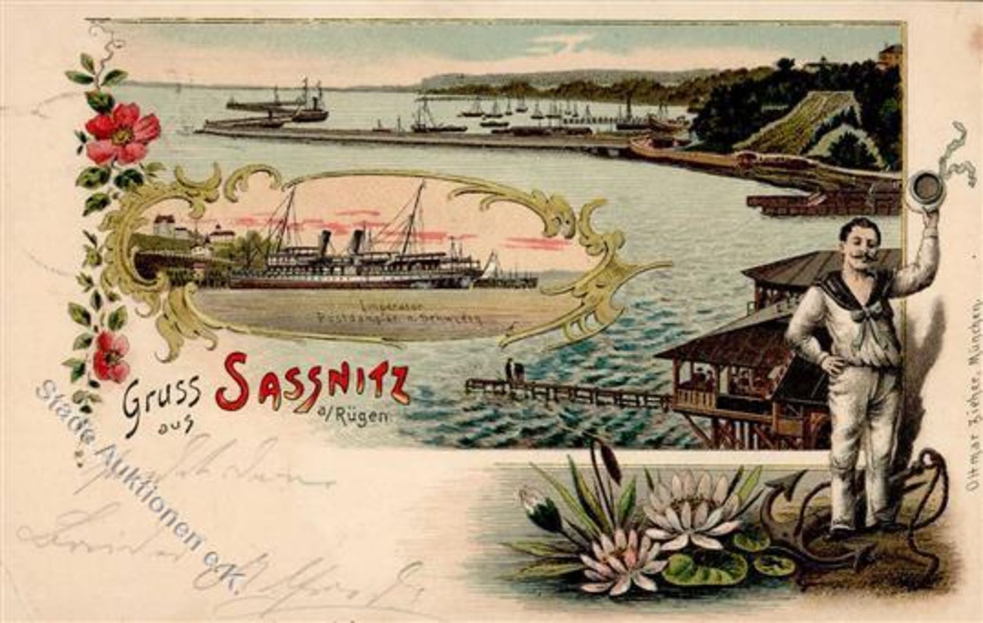 Sassnitz (O2355) Postdamper Imperator Lithographie 1905 II (Stauchung)Dieses Los wird in einer