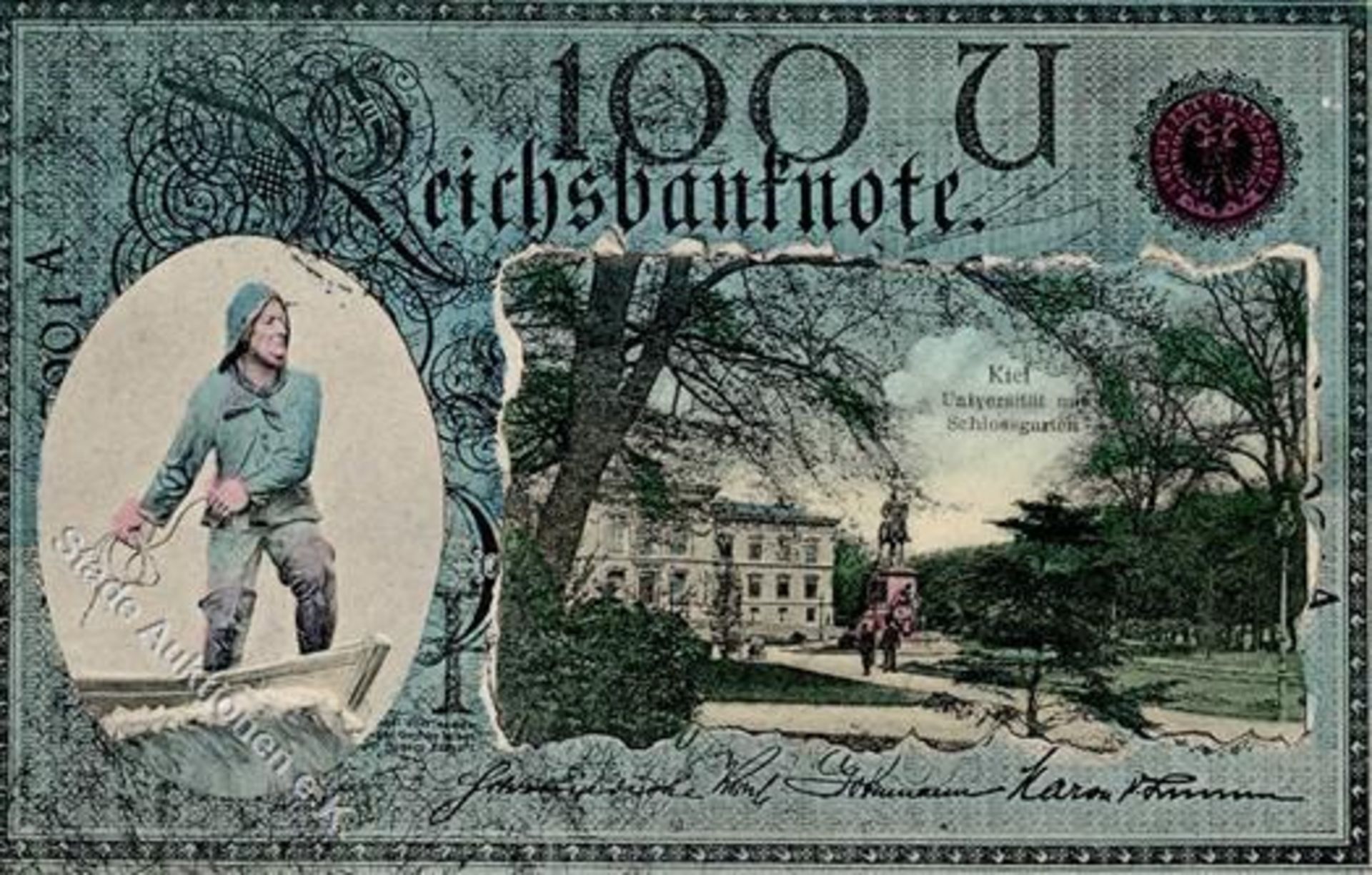 Kiel (2300) Reichsbanknote Universität Schlossgarten 1909 I-Dieses Los wird in einer online-