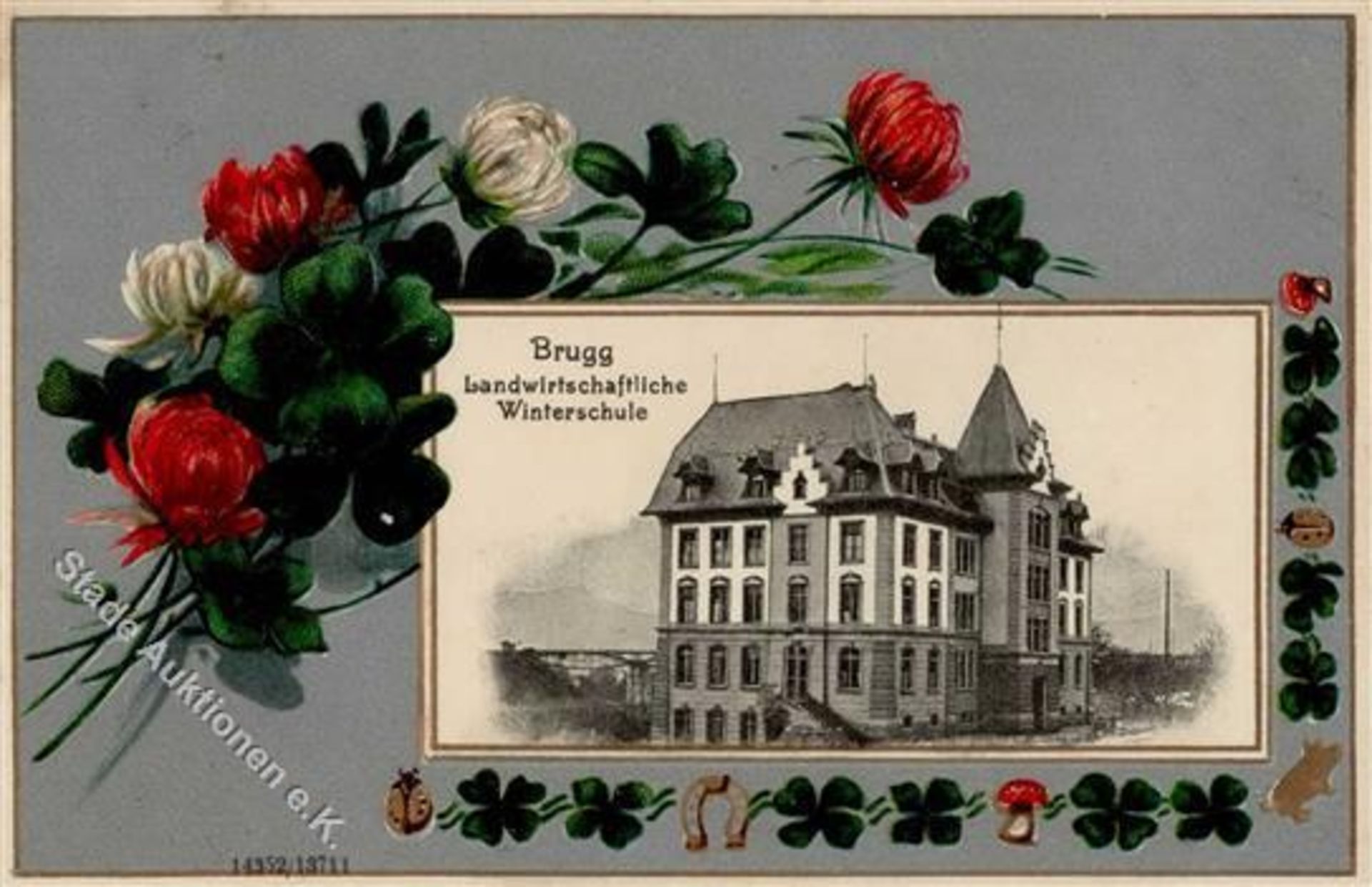 Brugg AG (5200) Schweiz Landwirtschaftliche Winterschule Prägedruck 1912 II- (beschnitten)Dieses Los