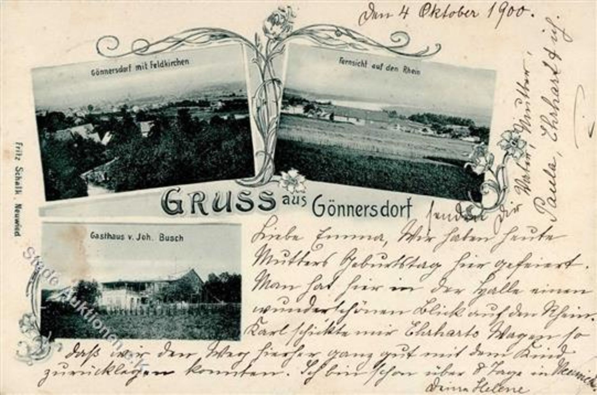 Gönnersdorf (5413) Gasthaus Busch 1900 I-Dieses Los wird in einer online-Auktion ohne Publikum