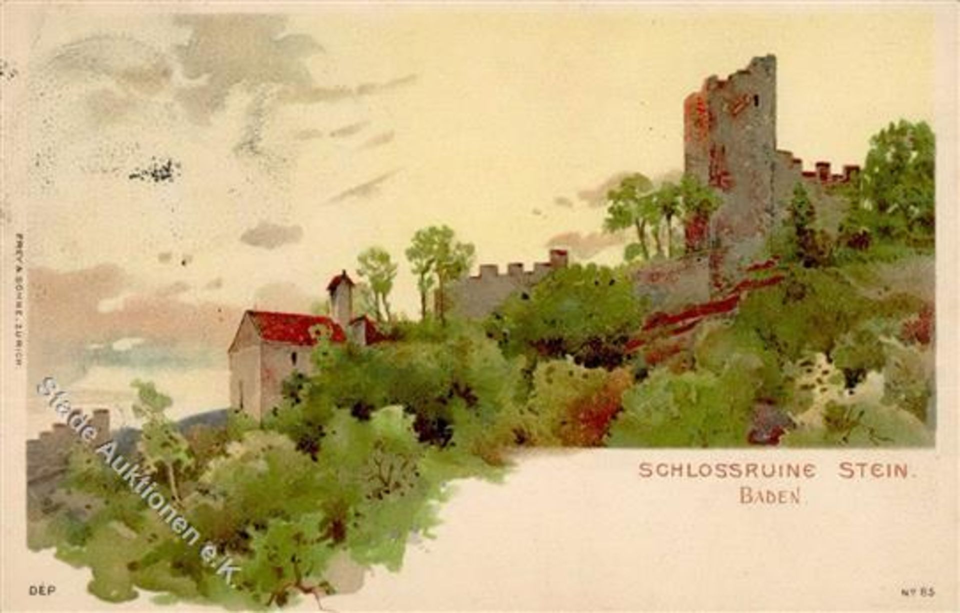 Ennetbaden (Aargau) Schlossruine Stein 1912, nach Schwäbisch Hall I-Dieses Los wird in einer