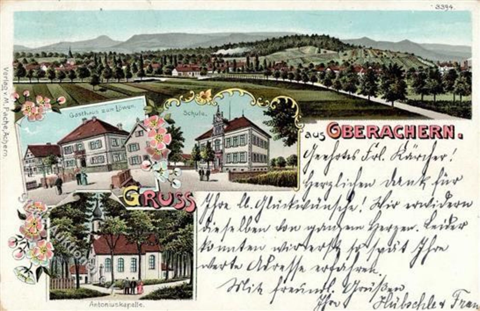 Oberachern (7590) Gasthaus zum Löwen Lithographie 1905 I-Dieses Los wird in einer online-Auktion