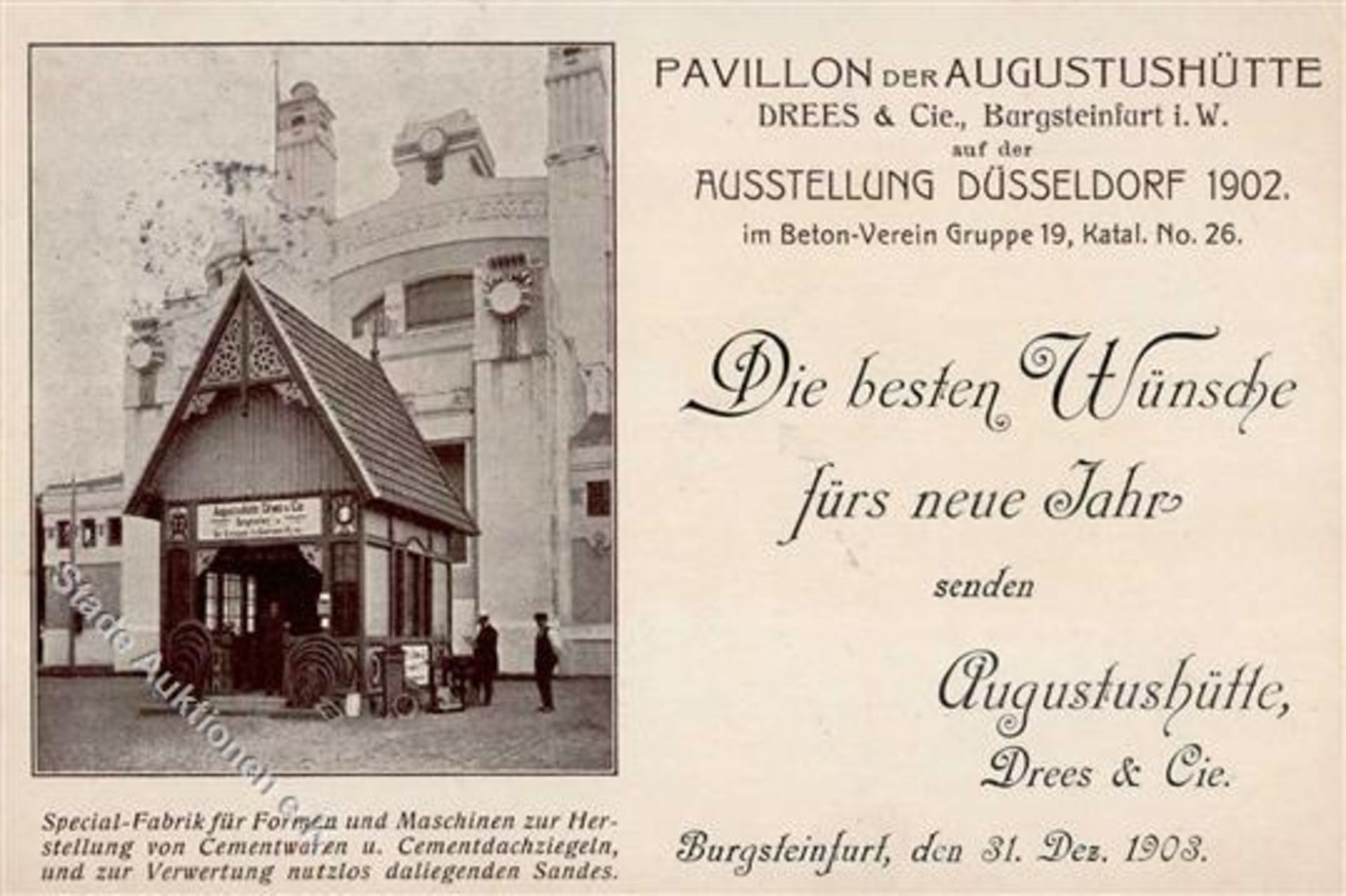 Burgsteinfurt (4430) Dachziegelfabrik Augustushütte Drees & Cie Werbe AK 1903 I-Dieses Los wird in