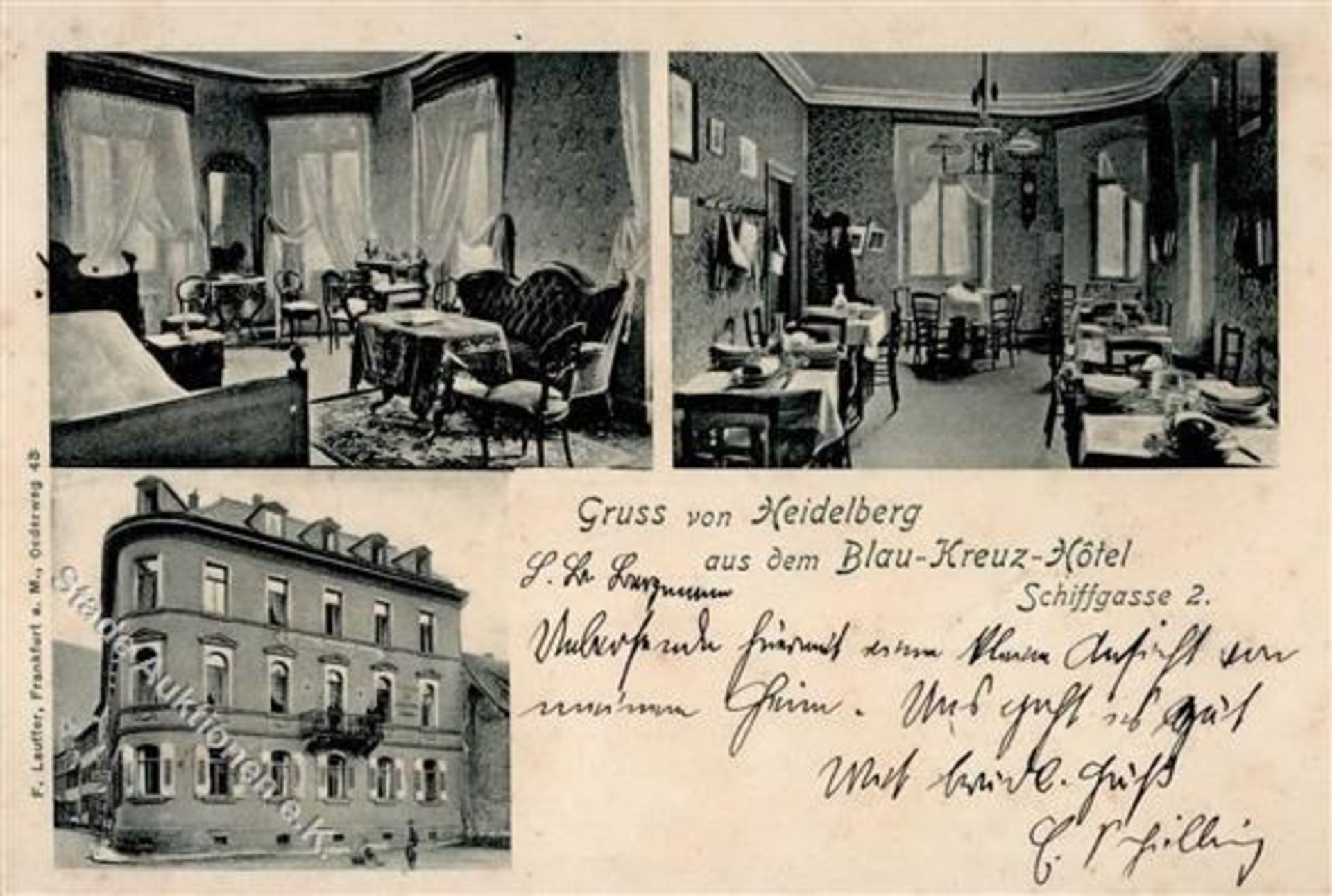 Heidelberg (6900) Blau Kreuz Hotel Schiffgasse 1901 I-Dieses Los wird in einer online-Auktion ohne