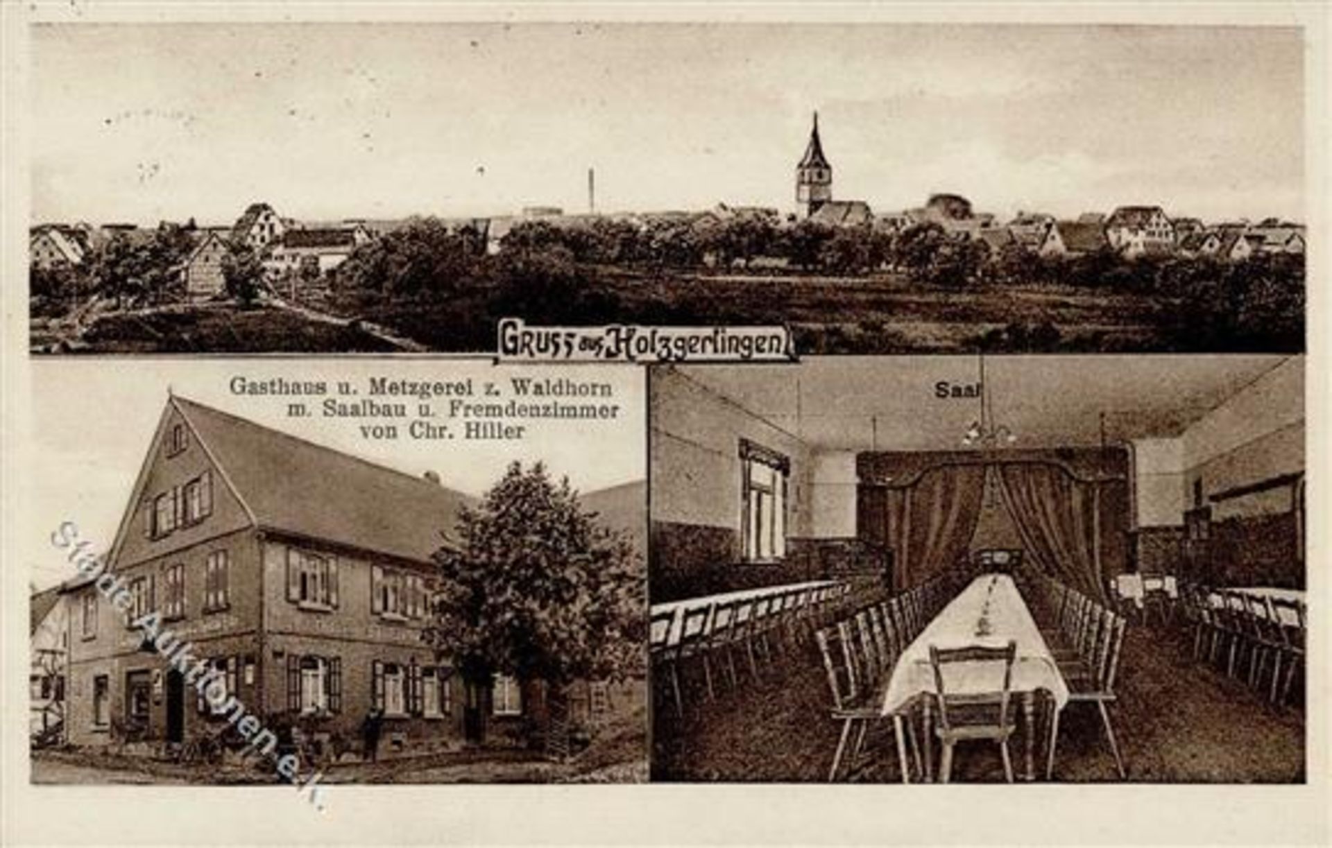 Holzgerlingen (7038) Gasthaus zurm Waldhorn Chr. Hiller Kirche I-IIDieses Los wird in einer online-