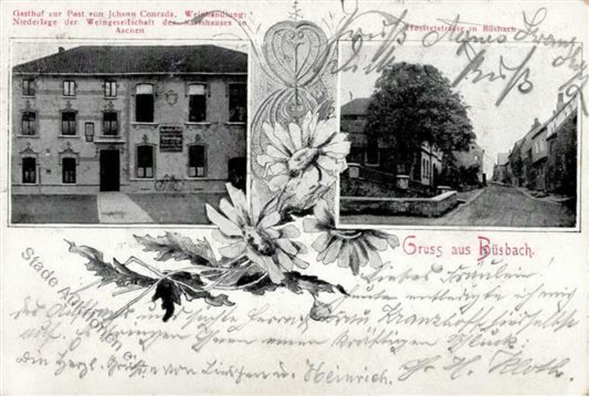 Büsbach (5190) Gasthaus zur Post 1903 I-II (Ecken abgestoßen)Dieses Los wird in einer online-Auktion
