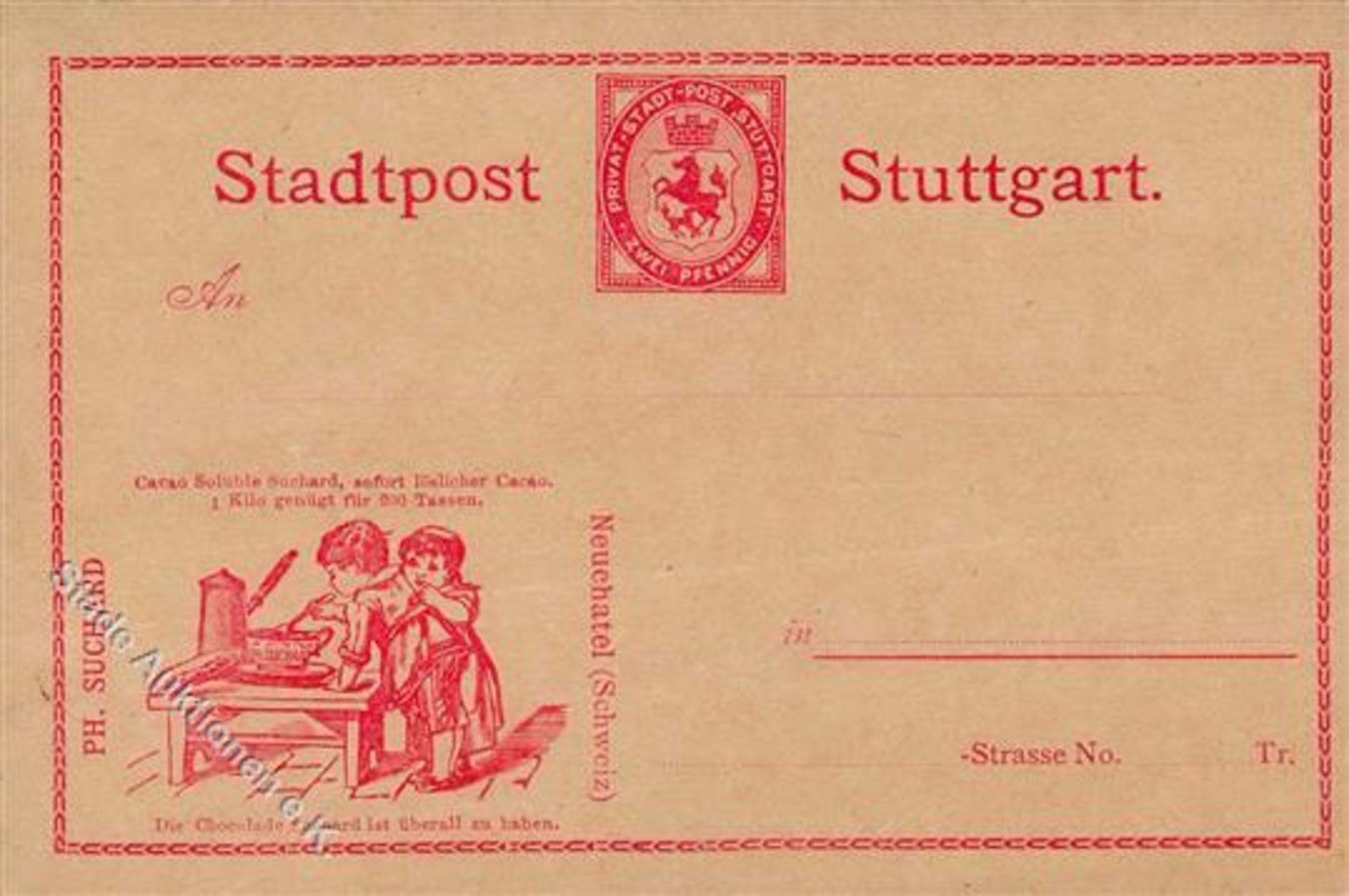 STADTPOST STUTTGART - 2 Pfg.-GSK SUCHARD IDieses Los wird in einer online-Auktion ohne Publikum