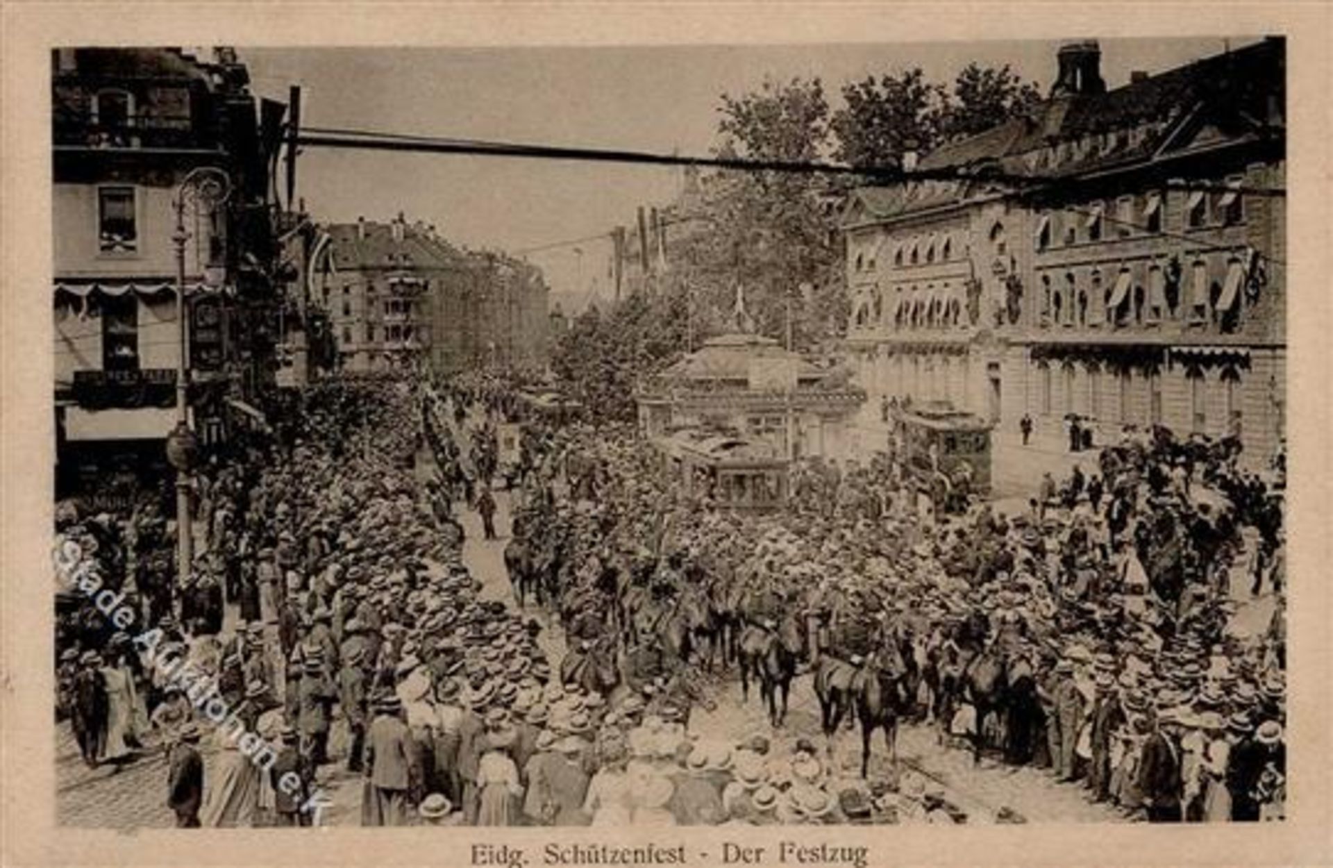 Bern (3000) Schweiz Eidgenössisches Schützenfest 17. bis 31. Juli 1910 Straßenbahn I-Dieses Los wird