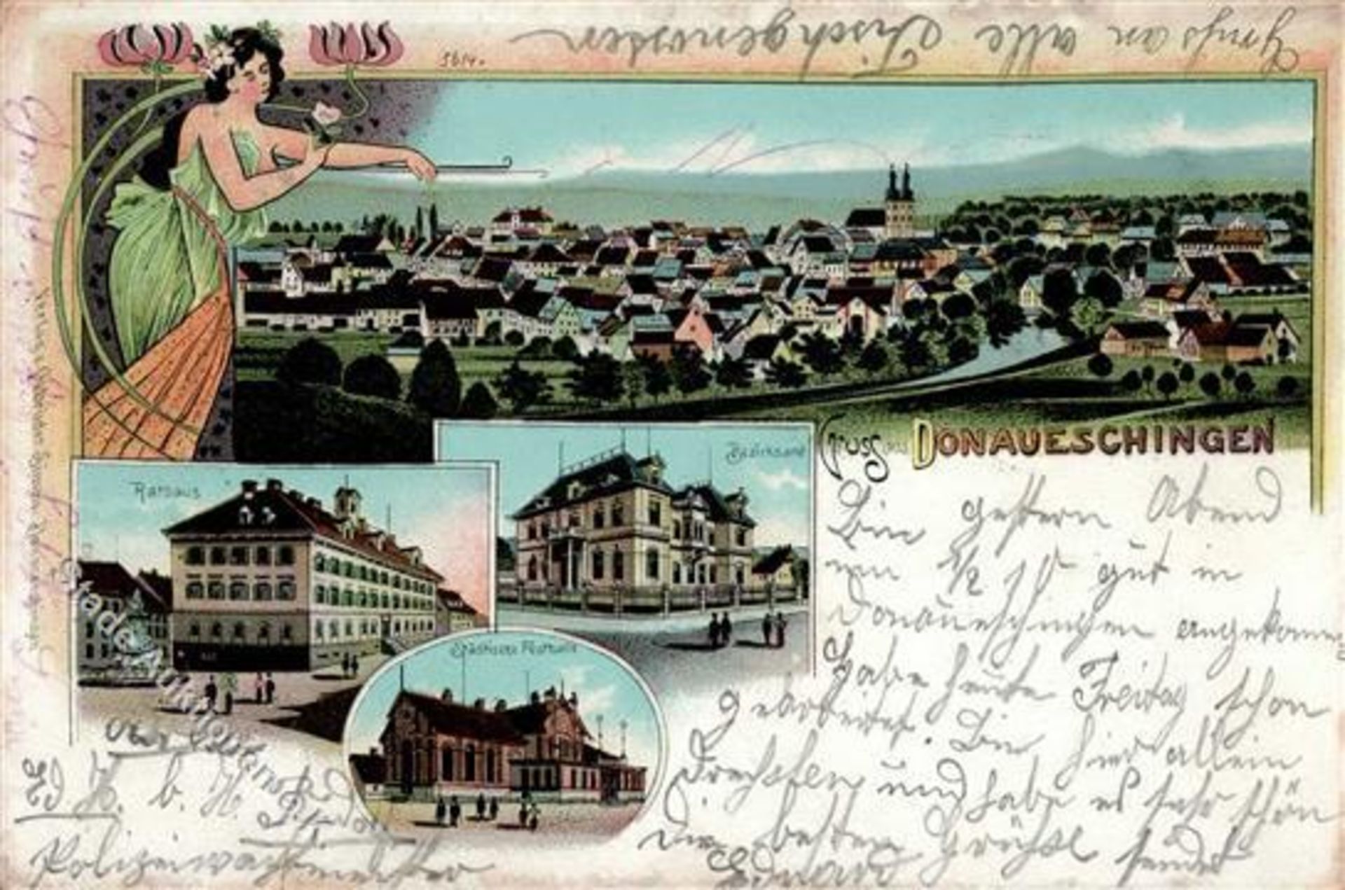 Donaueschingen (7710) Rathaus Lithographie 1907 I-IIDieses Los wird in einer online-Auktion ohne