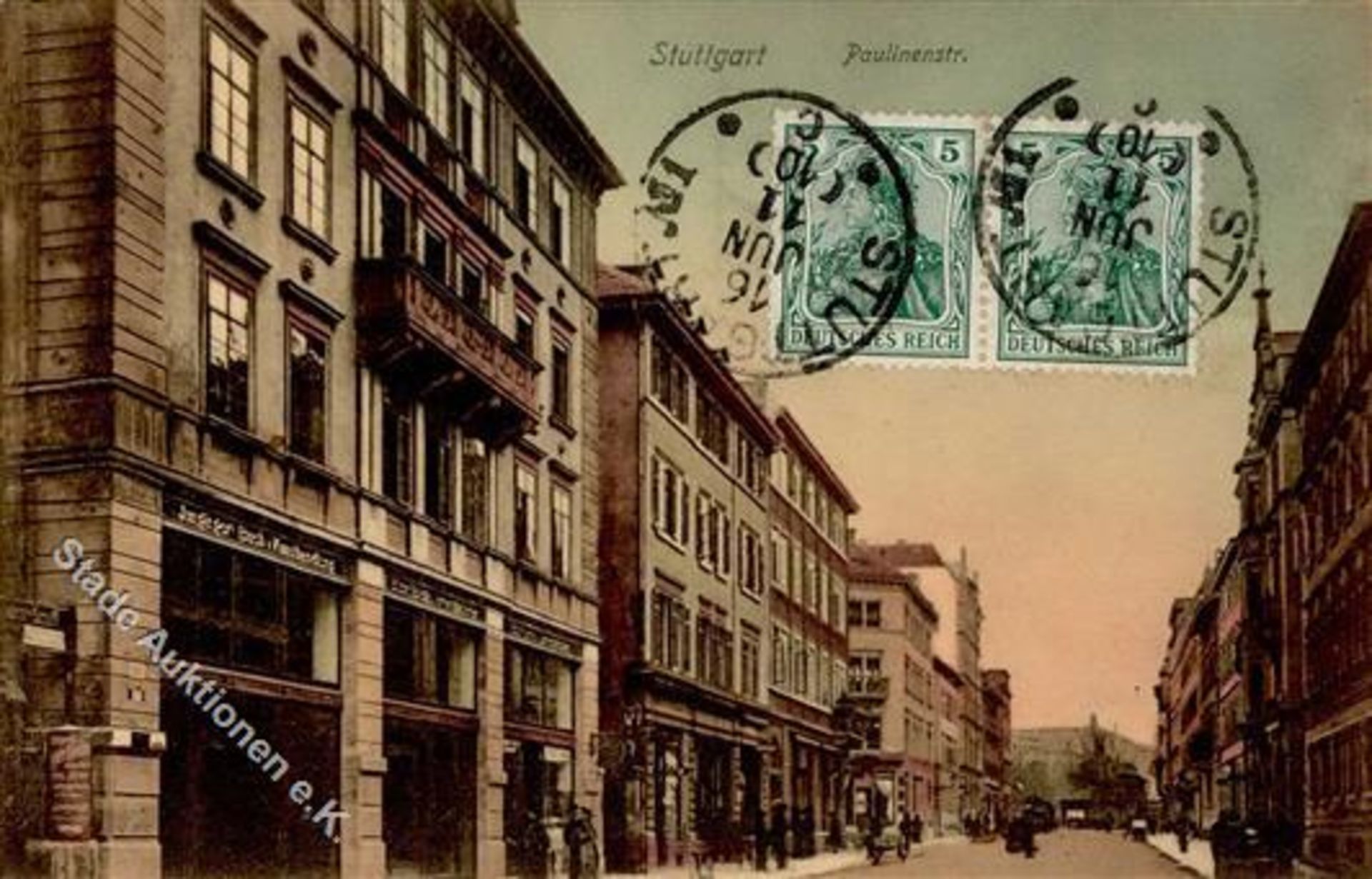 Stuttgart (7000) Paulinenstrasse 1911 I-II (Ecken abgestossen)Dieses Los wird in einer online-