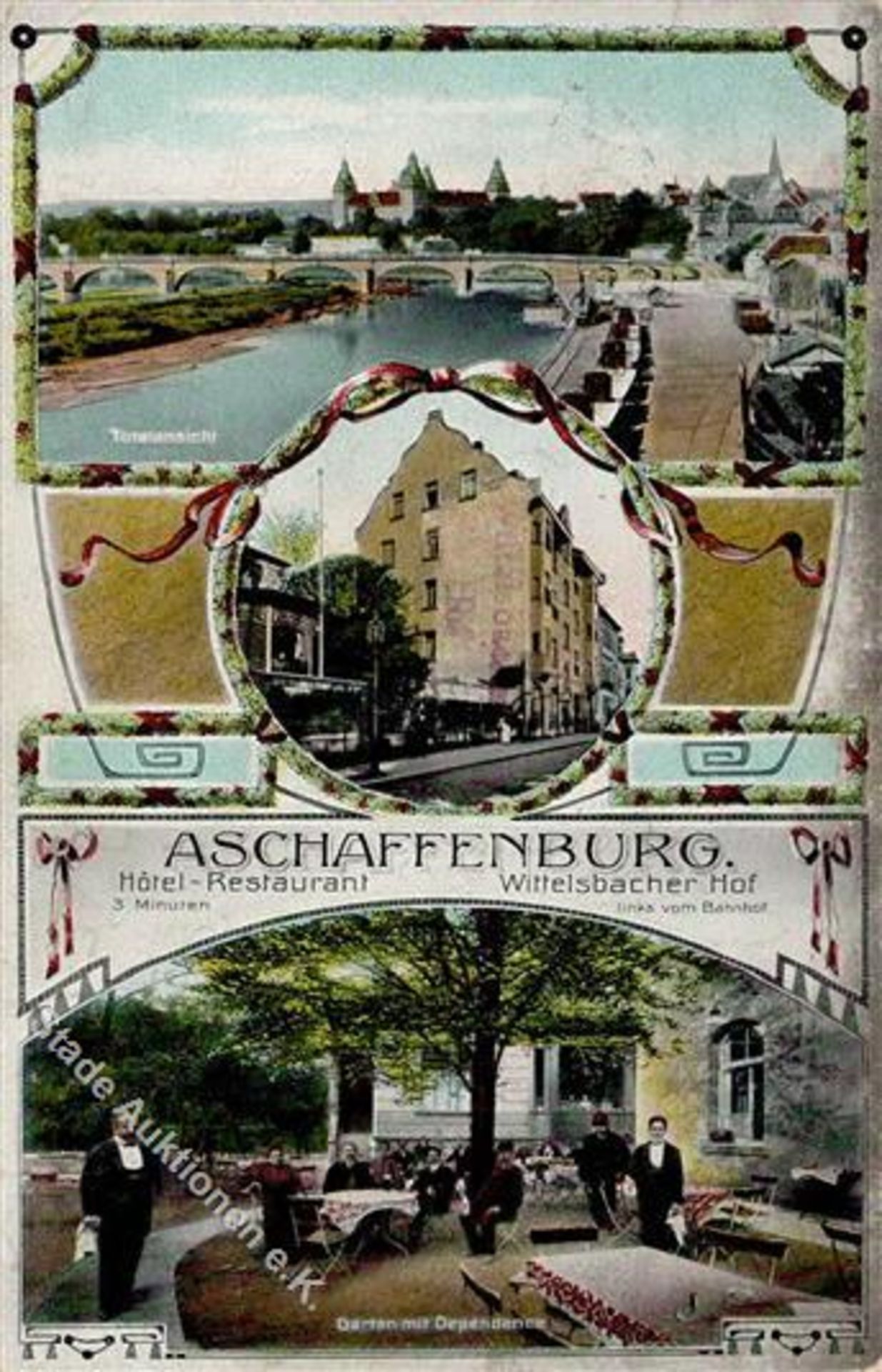 Aschaffenburg (8750) Hotel und Gasthaus Wittelsbacher Hof 1908 II (Ecken abgestossen, Stauchung)