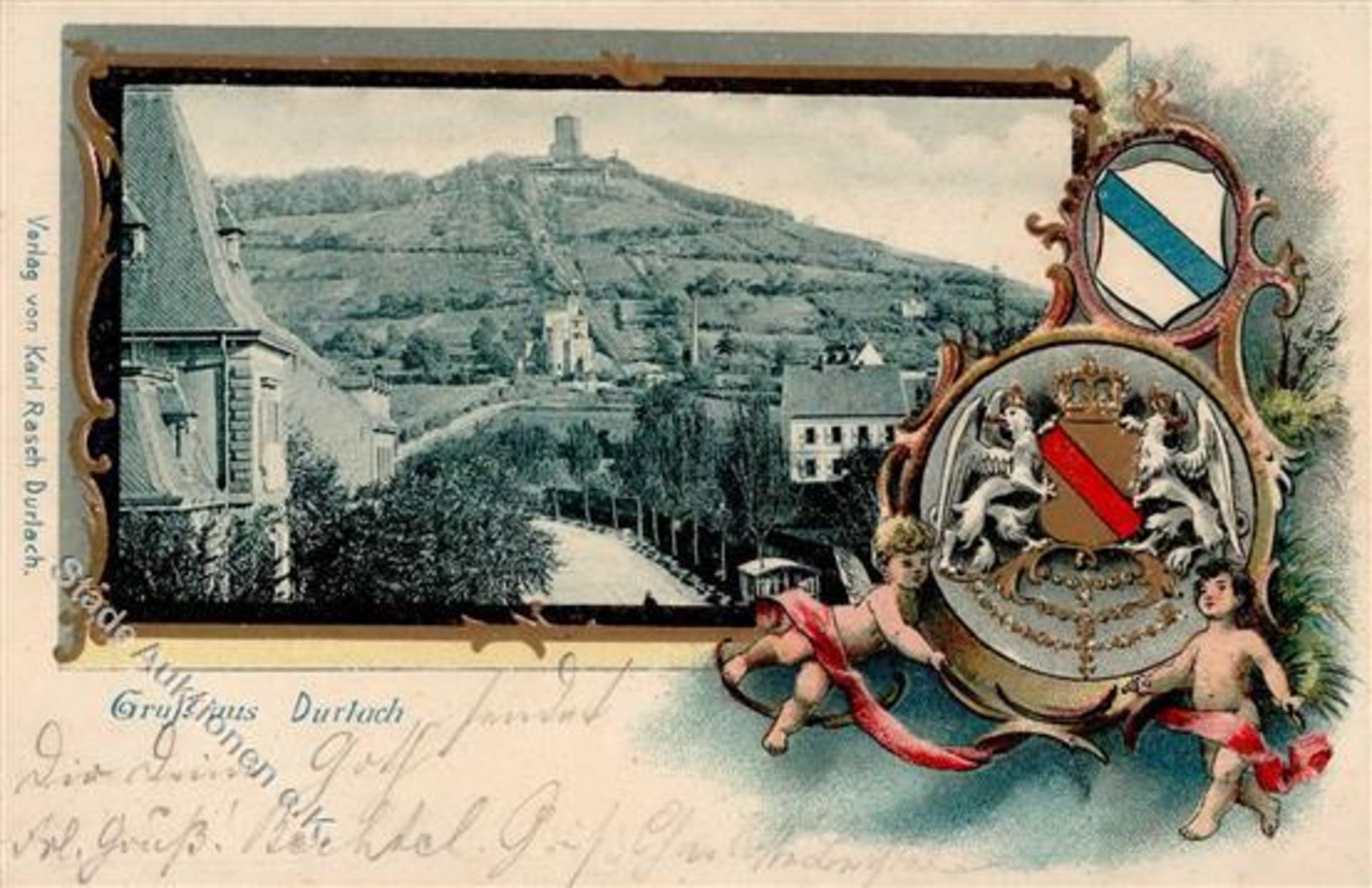 Durlach (7500) Ortsstraße Burg Prägedruck 1901 I-IIDieses Los wird in einer online-Auktion ohne
