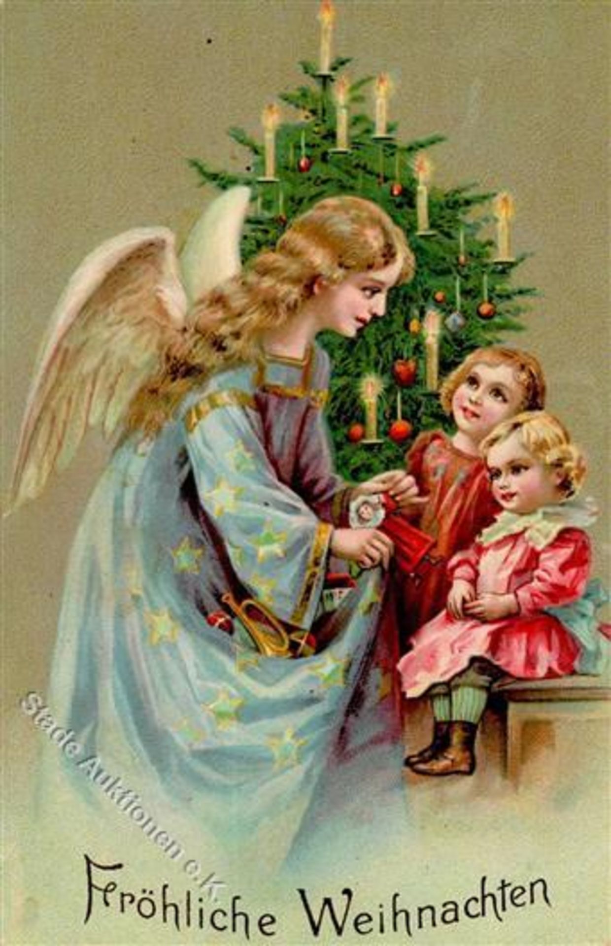 Ansichtskarten,Glueckwunsch,EngelEngel Kinder Spielzeug Puppe Weihnachten Künstlerkarte 1915 I-