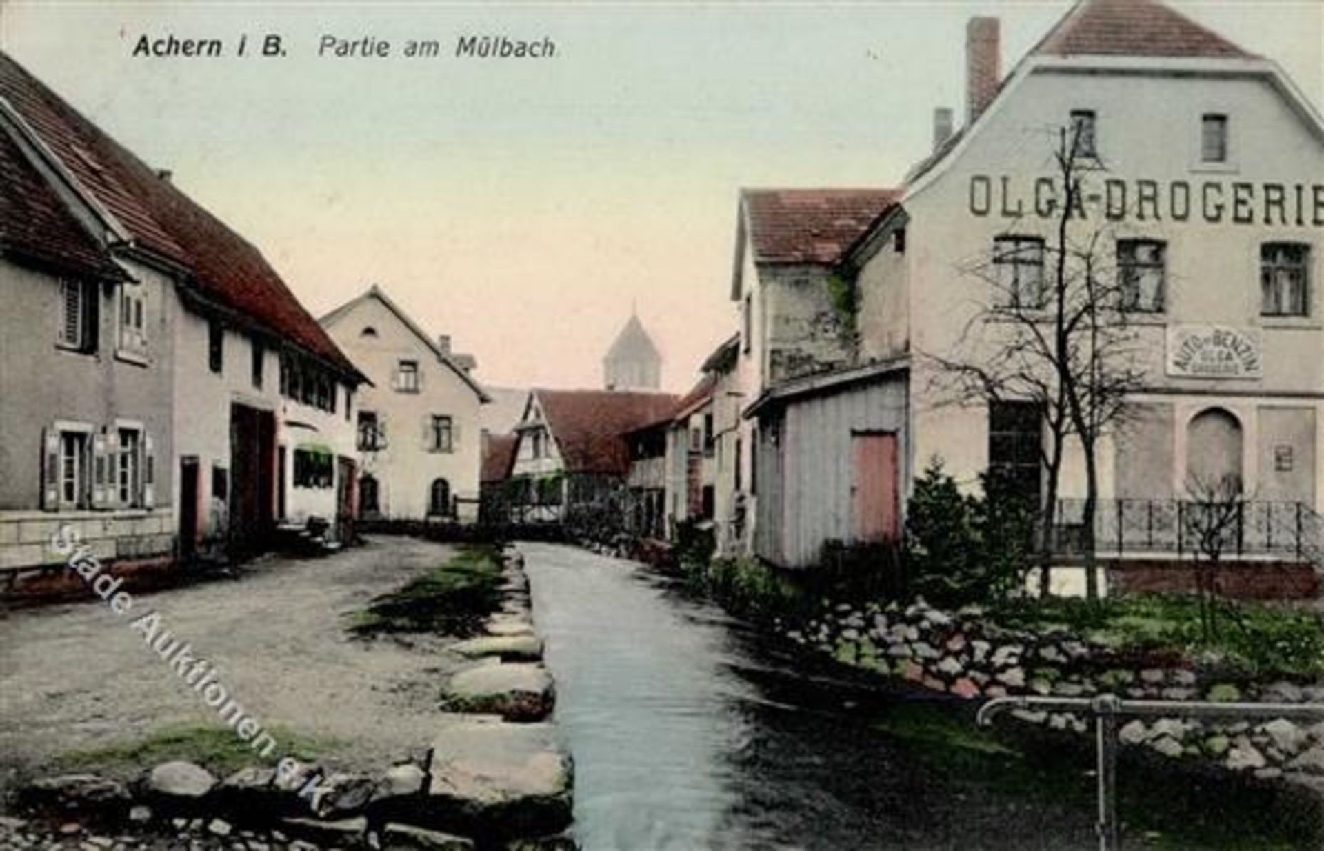 Achern (7590) Mülbach Handlung Olga Tankstelle 1912 I-IIDieses Los wird in einer online-Auktion ohne