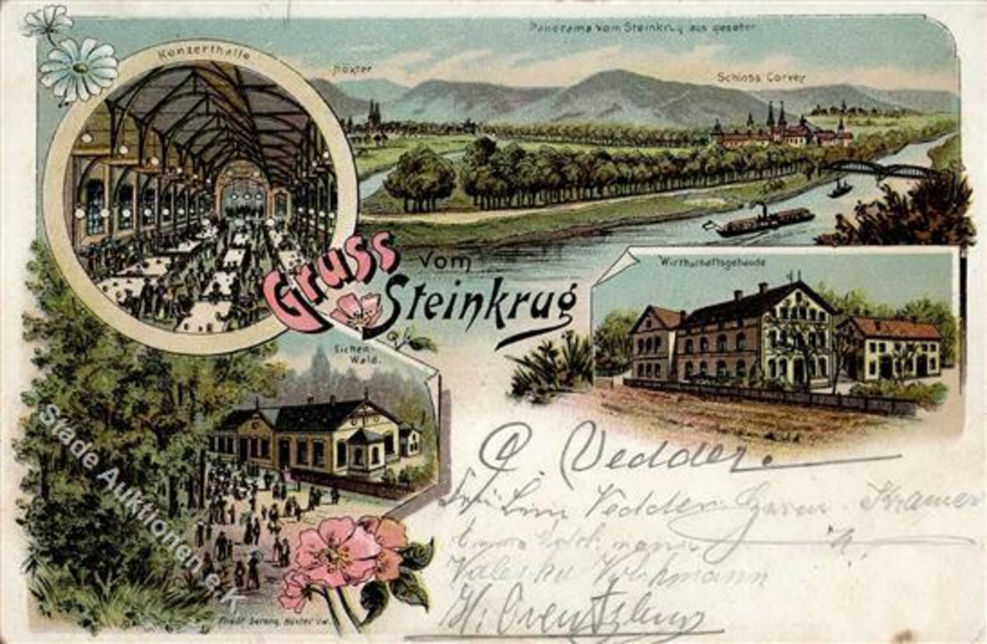 Höxter (3470) Gasthaus Steinkrug Lithographie 1900 II (kleine Stauchung)Dieses Los wird in einer