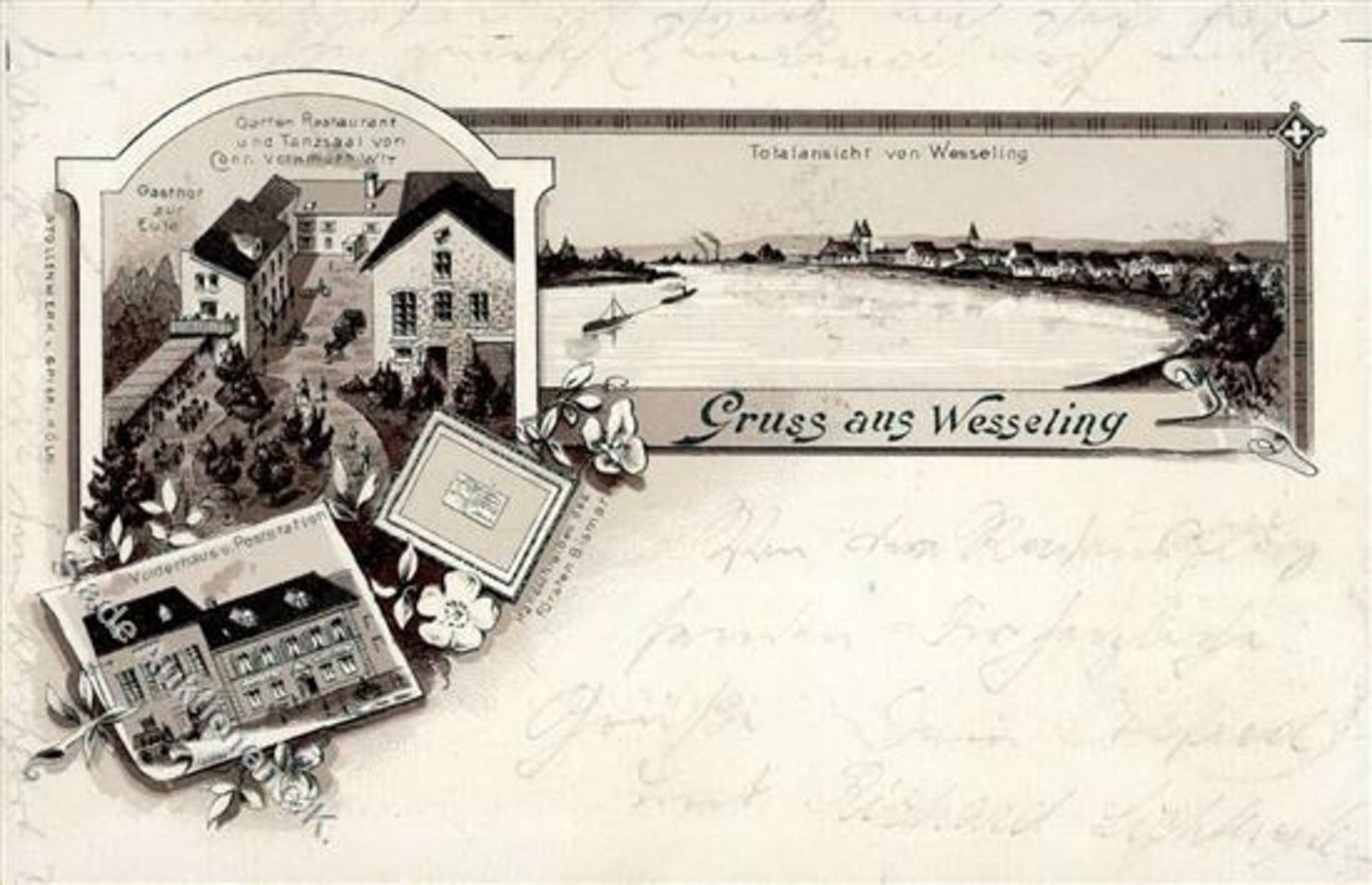 Wesseling (5047) Gasthaus zur Eule Inh. Volkmuth Postamt 1897 I-II (Ecken abgestossen)Dieses Los