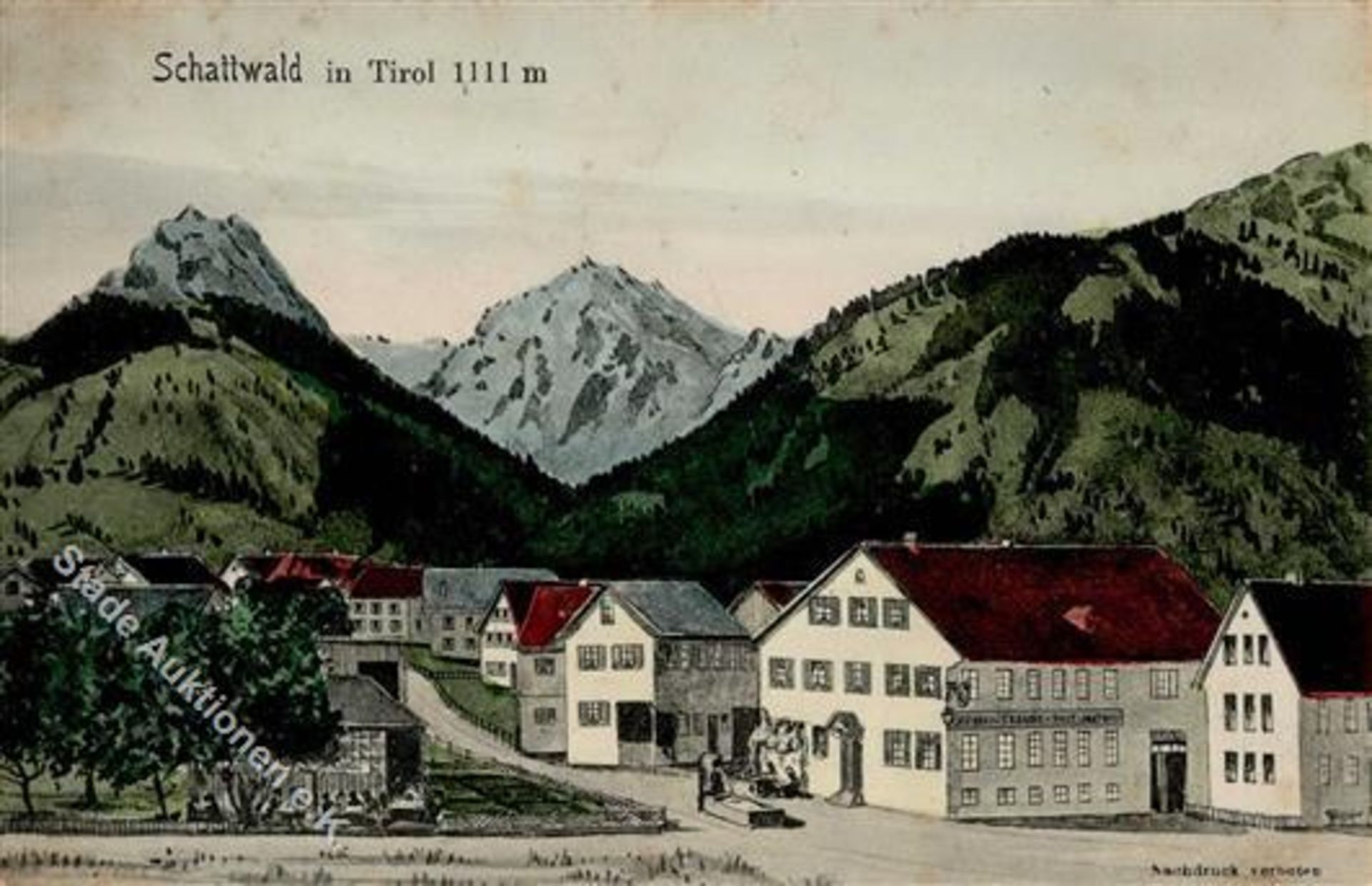 Schattwald (6677) Österreich Gasthaus Traube Postamt Verlag Hans Pernat 1907 I-II (Marke entfernt)