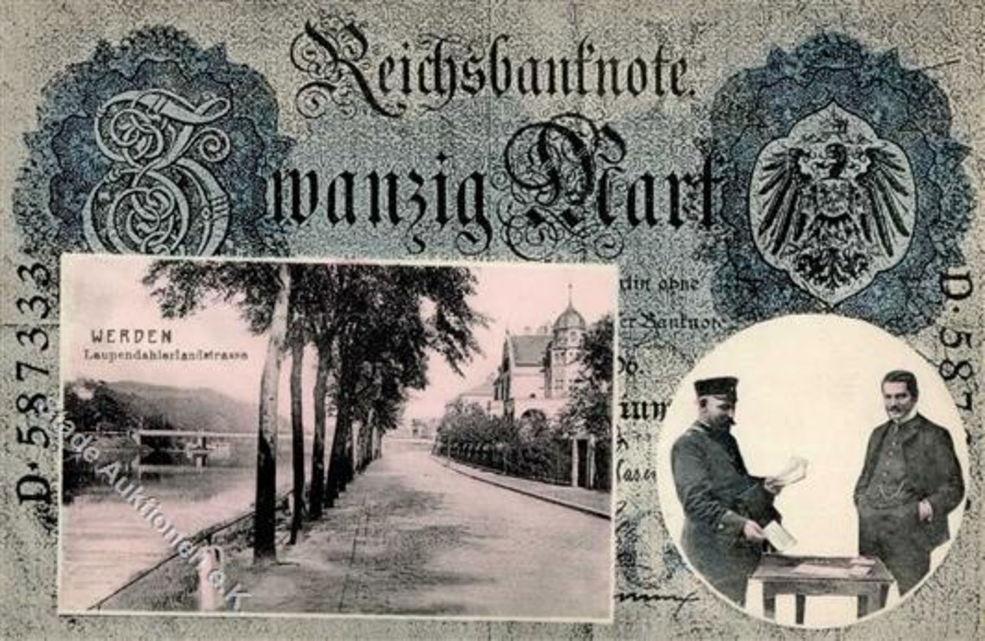 Werden (4300) Laupendahlerlandstrasse Geldschein AK 1908 IDieses Los wird in einer online-Auktion